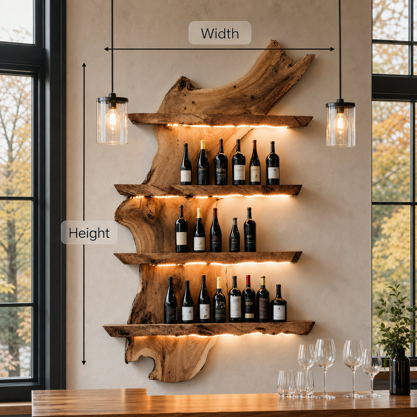 Mid Century Wine Rack For Kitchen Bar Wall Shelf - product view 6