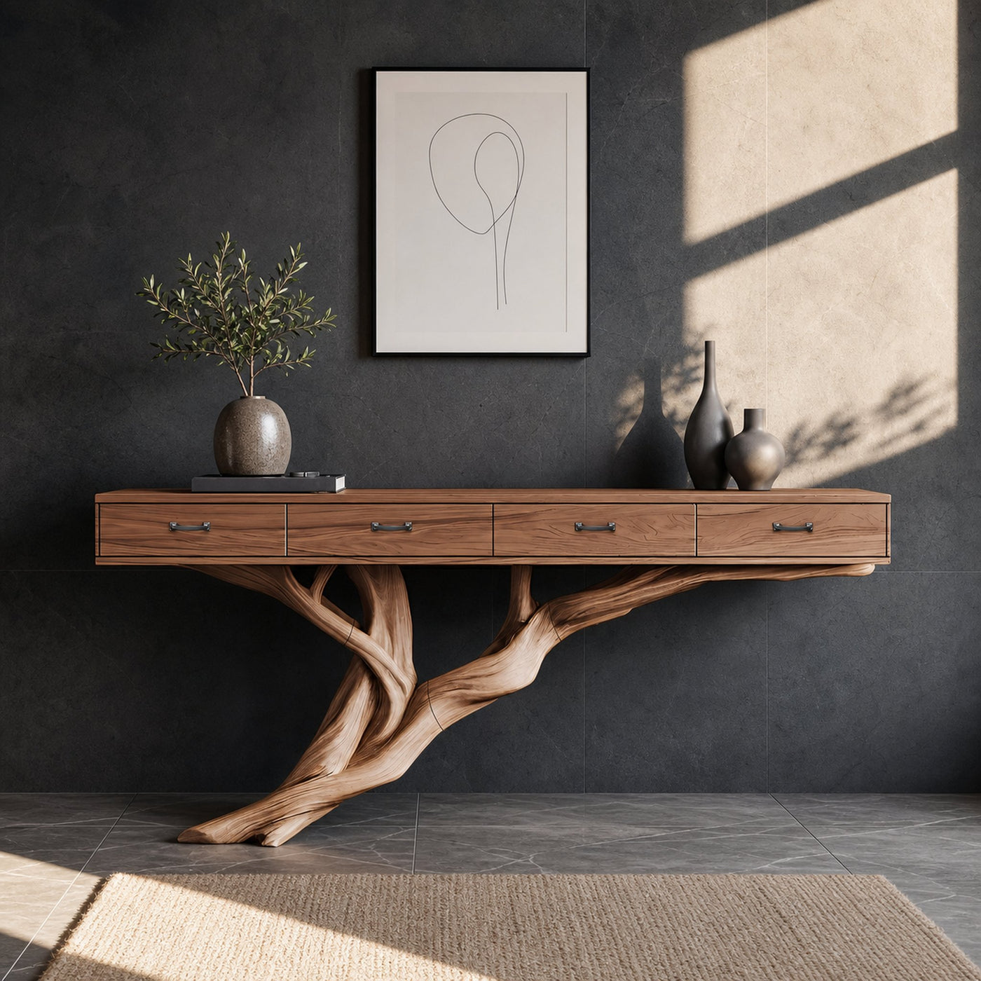 Mid Century Wooden Console Table For Living Room Contemporary Accent - product view 6