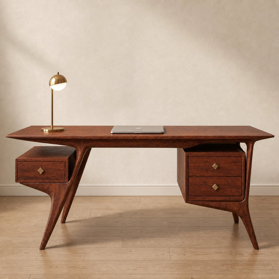 Mid Century Wooden Desk For Home Office And Study Room