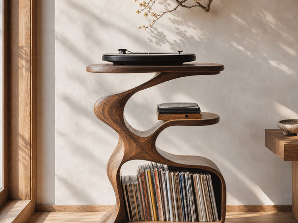 Mid Century Wooden Media Stand Stylish Living Room