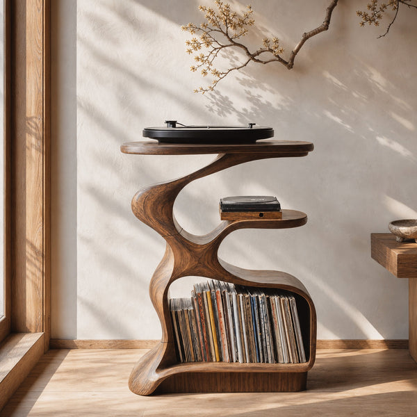 Mid Century Wooden Media Stand Stylish Living Room