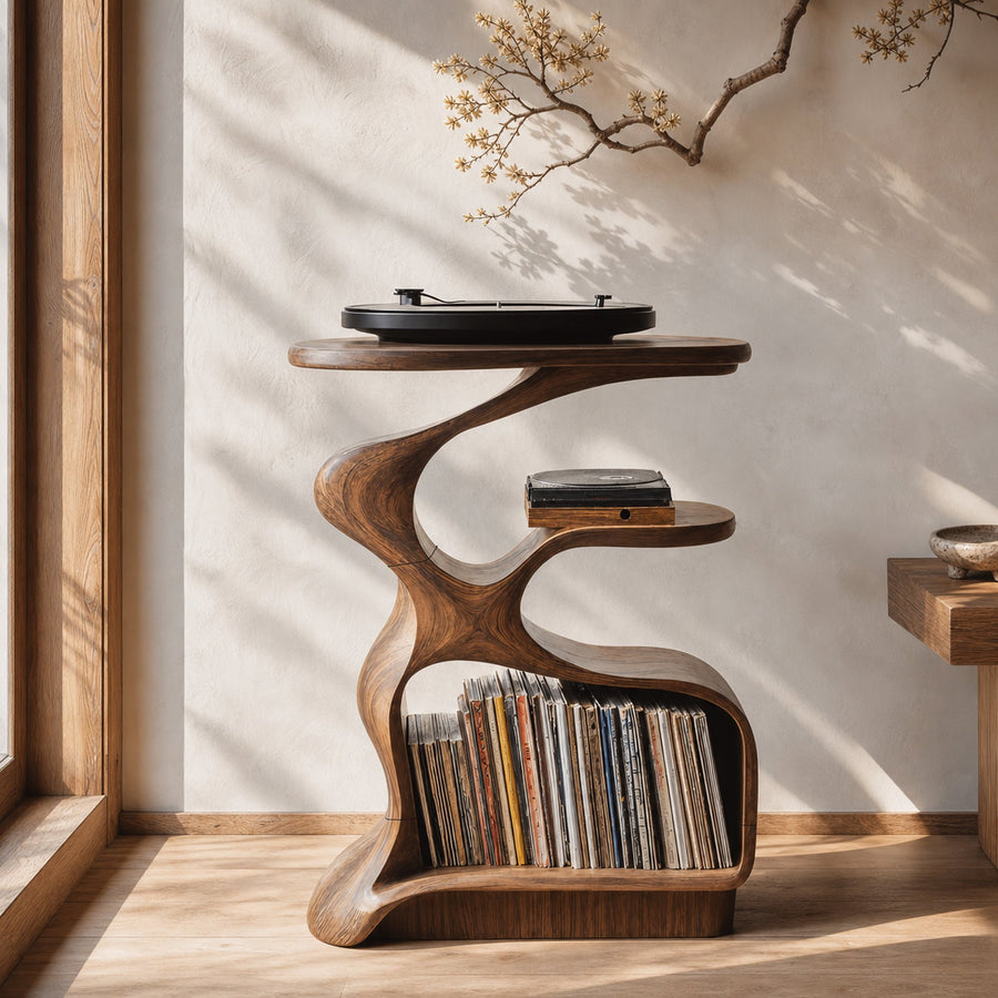 Mid Century Wooden Media Stand Stylish Living Room