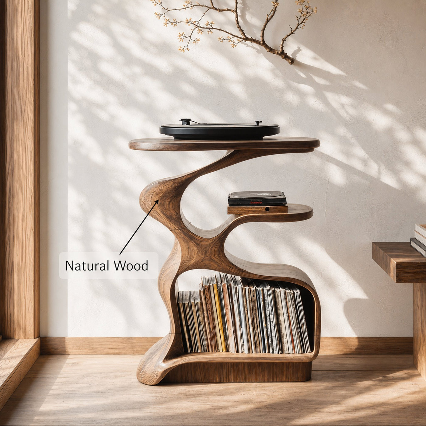 Mid Century Wooden Media Stand Stylish Living Room - product view 6