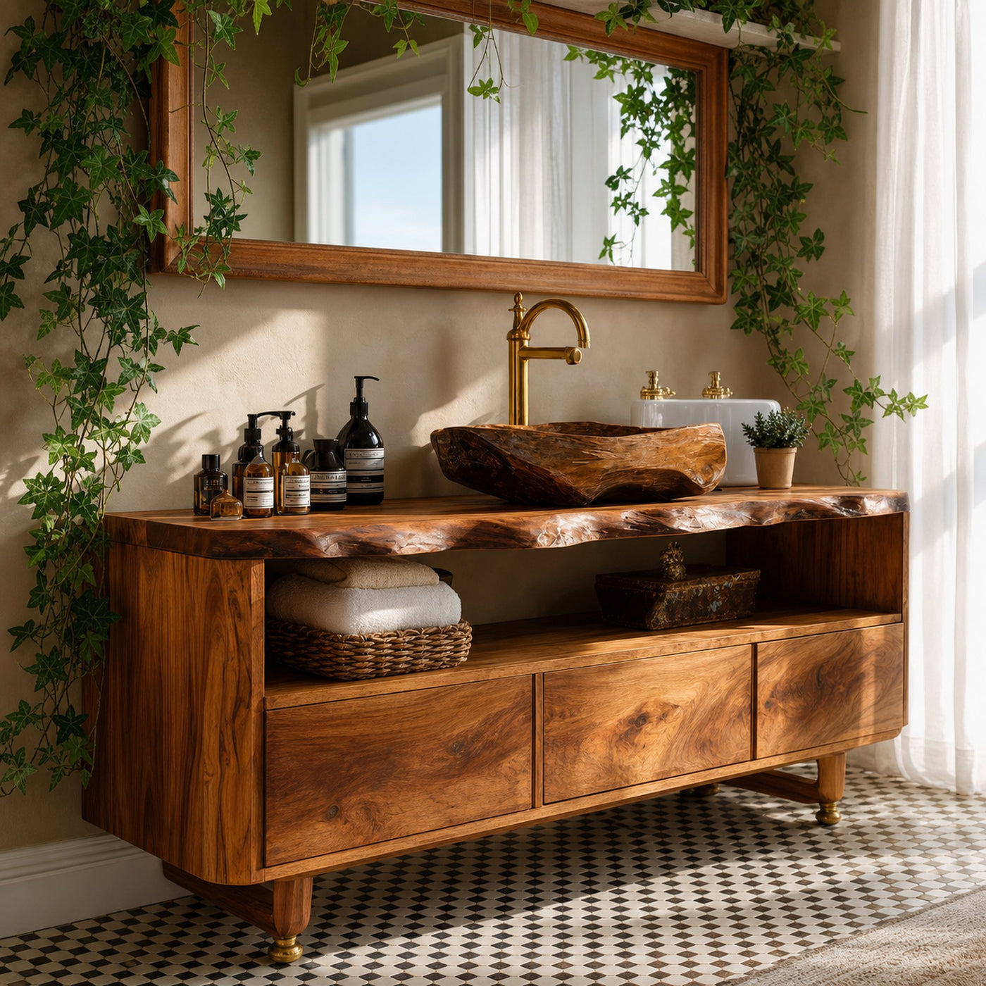 Mid Century Wooden Vanity For Bathroom Wall Mount - product view 6