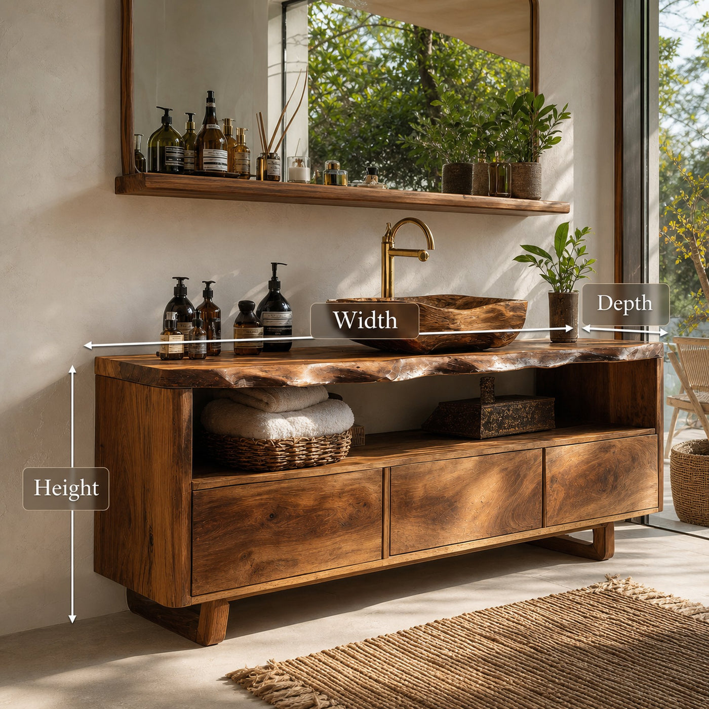 Mid Century Wooden Vanity For Bathroom Wall Mount - product view 8