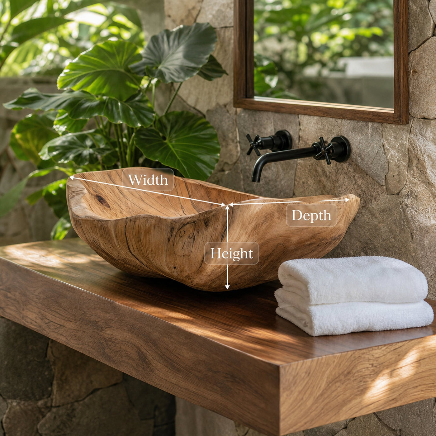 Mid Century Wooden Vessel Sink For Bathroom Vanity Decor - product view 6