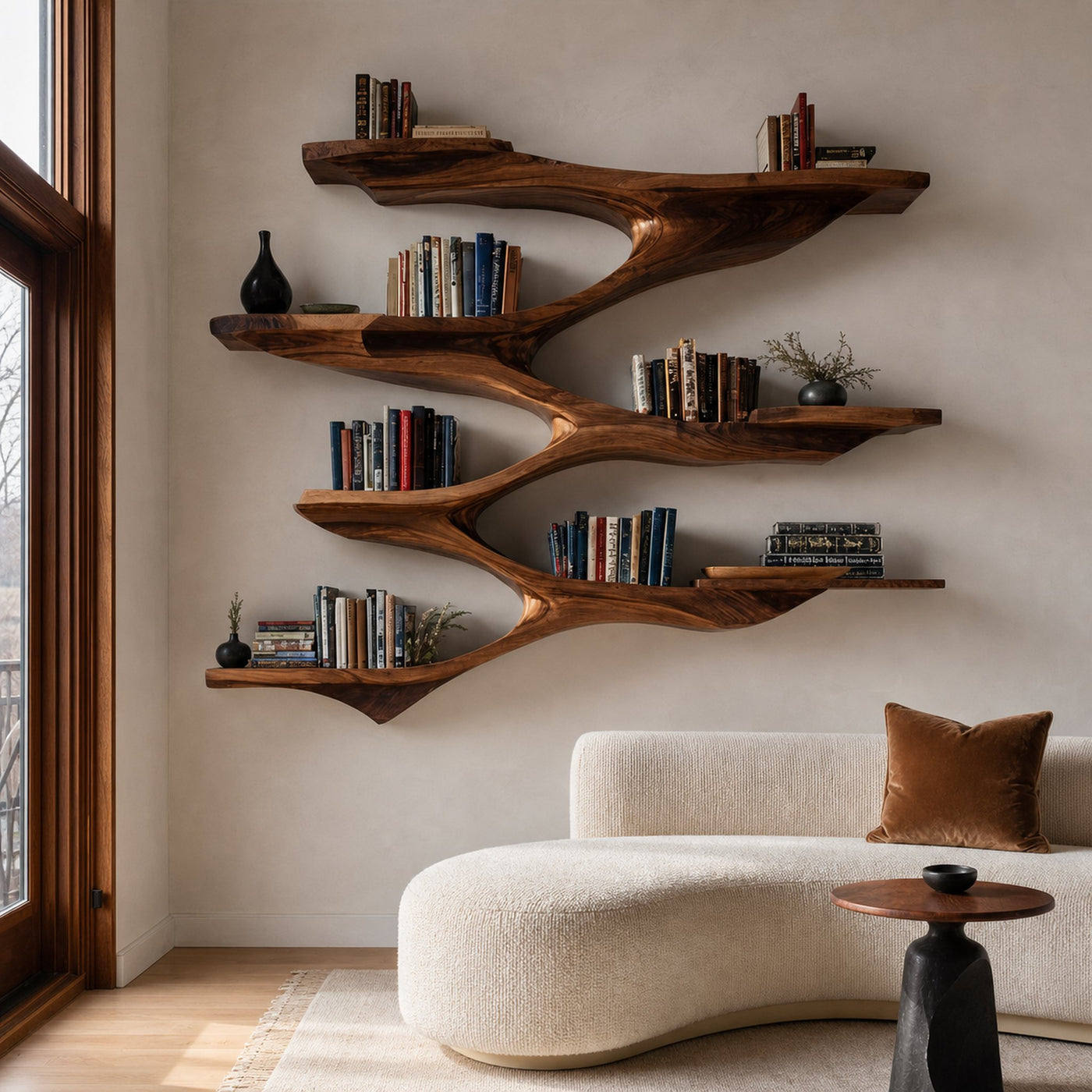 Mid Century Wooden Wall Shelf For Living Room Space - product view 6