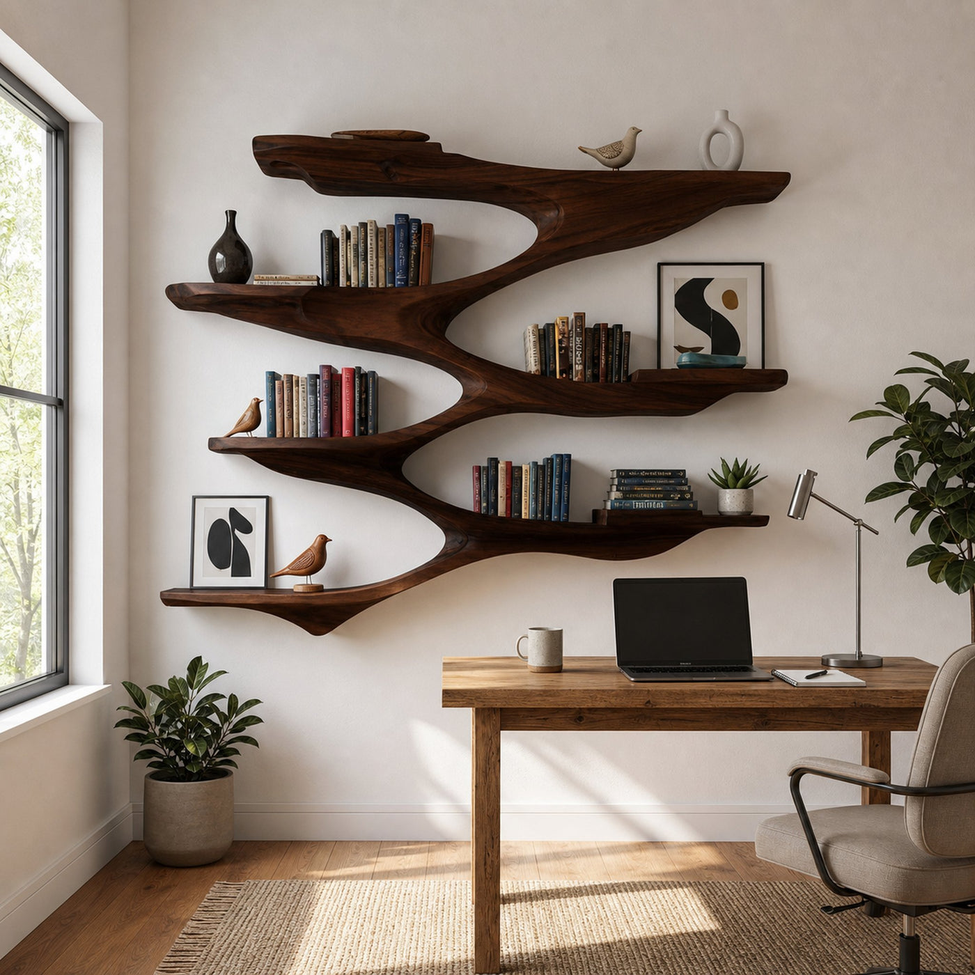Mid Century Wooden Wall Shelf For Living Room Space - product view 7