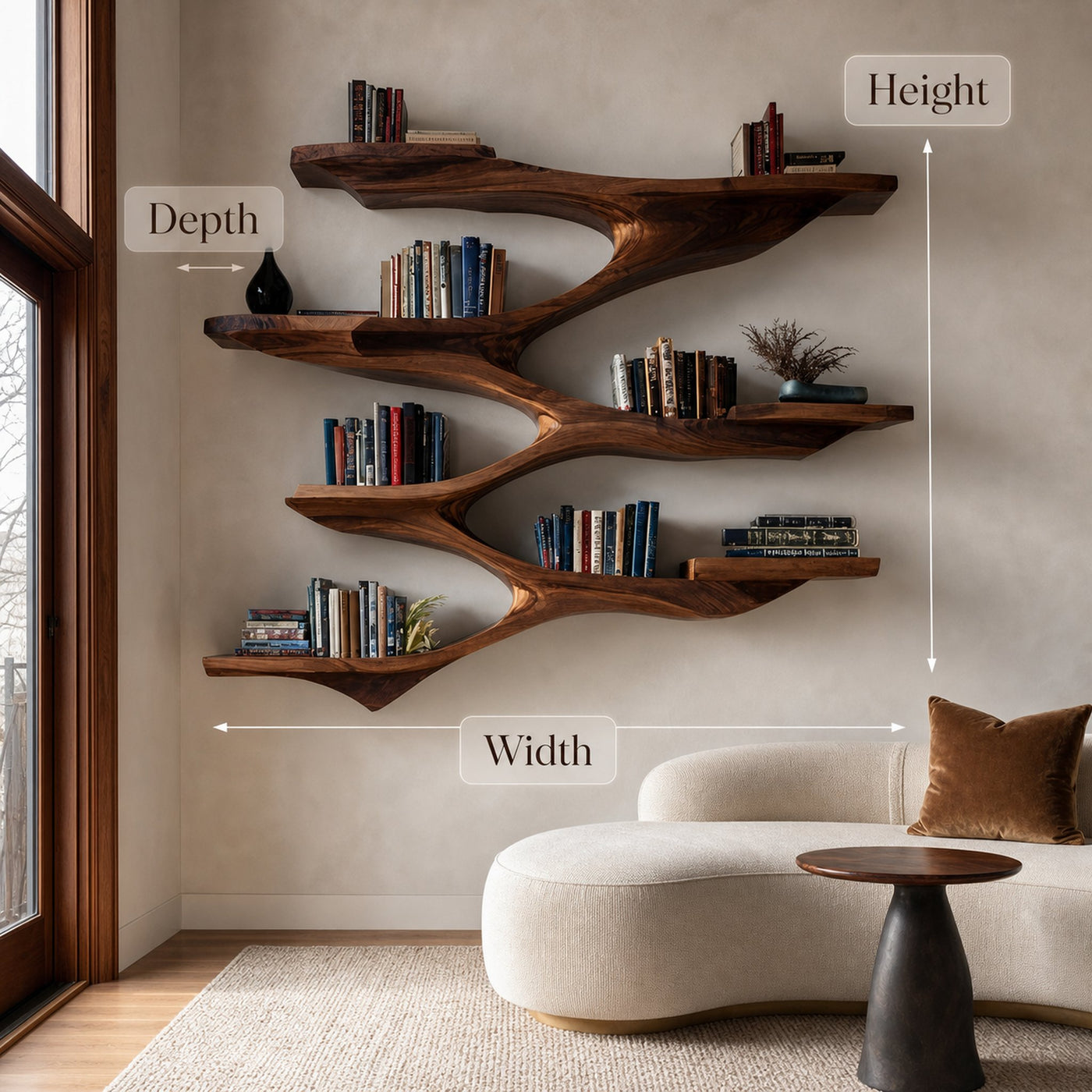 Mid Century Wooden Wall Shelf For Living Room Space - product view 8