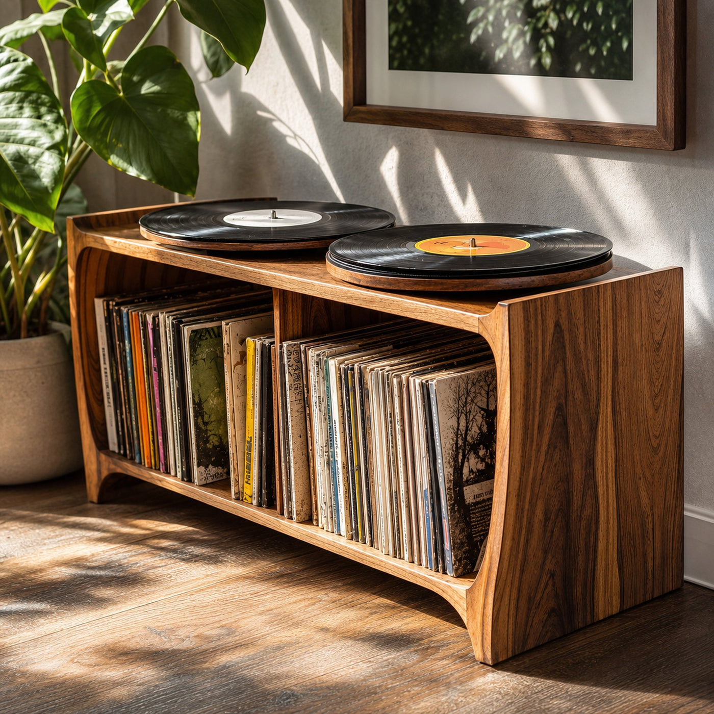 Mid-Century Record Player Stand For Living Room, Bedroom, Office, Hallway