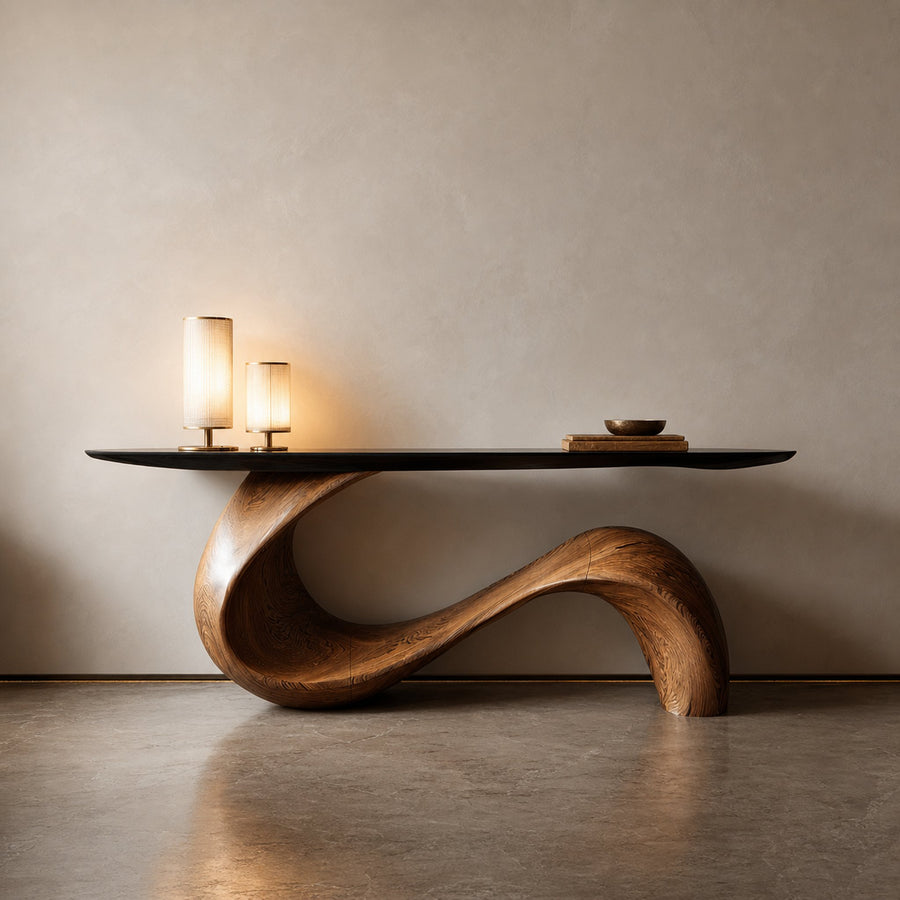Midcentury Sculptural Console Table Entryway