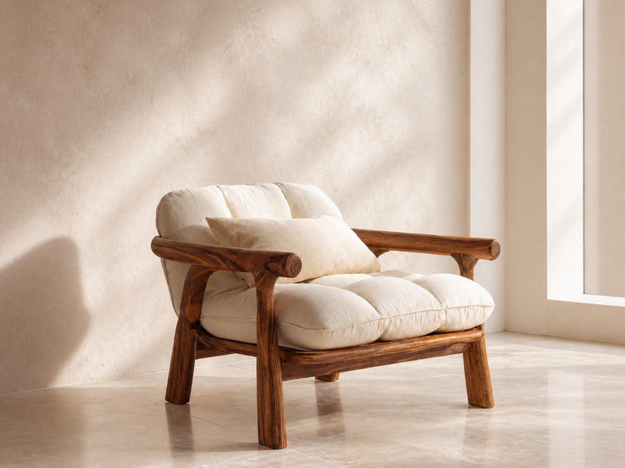 Plainline Rainbow Solid Wood Accent Chair with Armrests