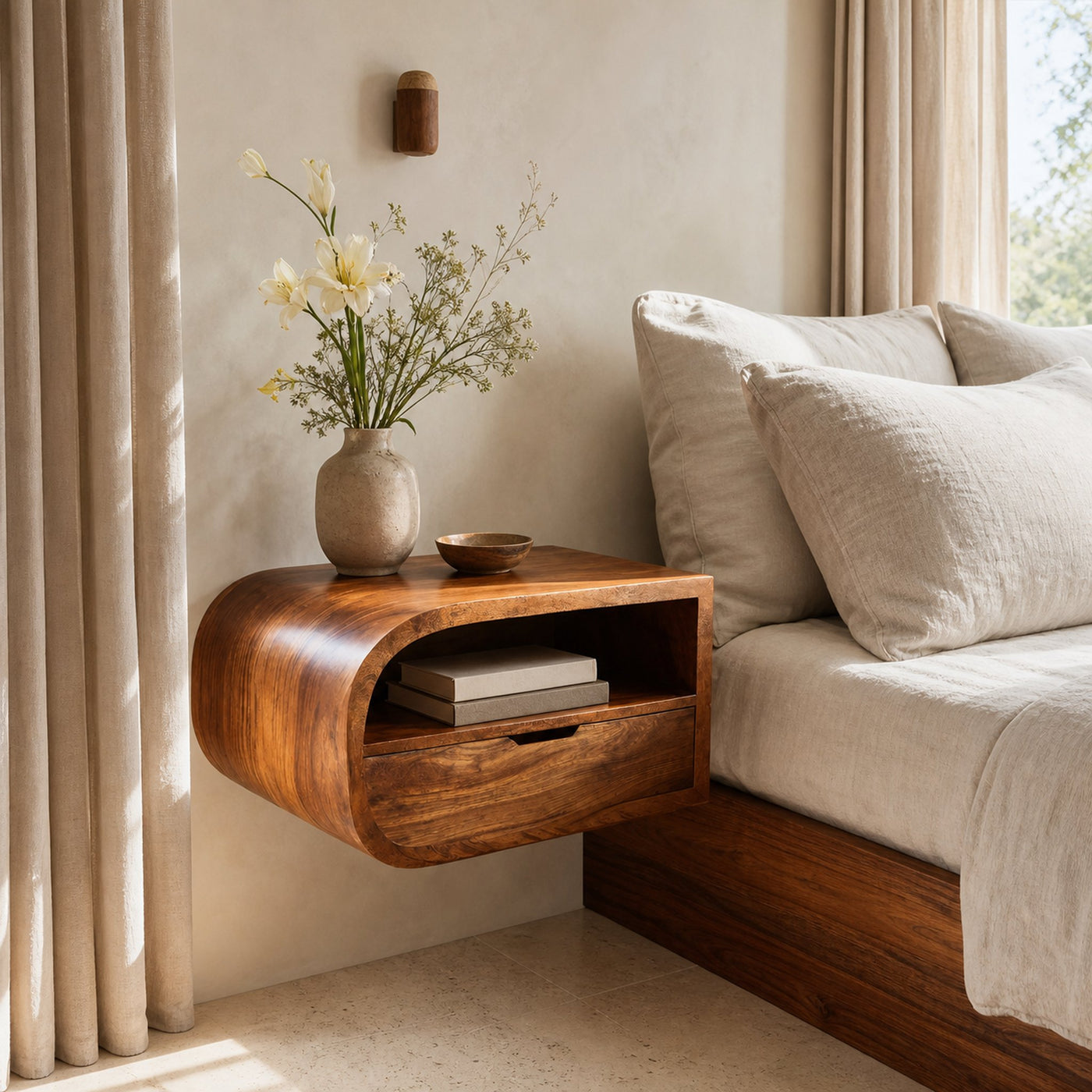 Minimalist Floating Nightstand With Storage For Bedroom