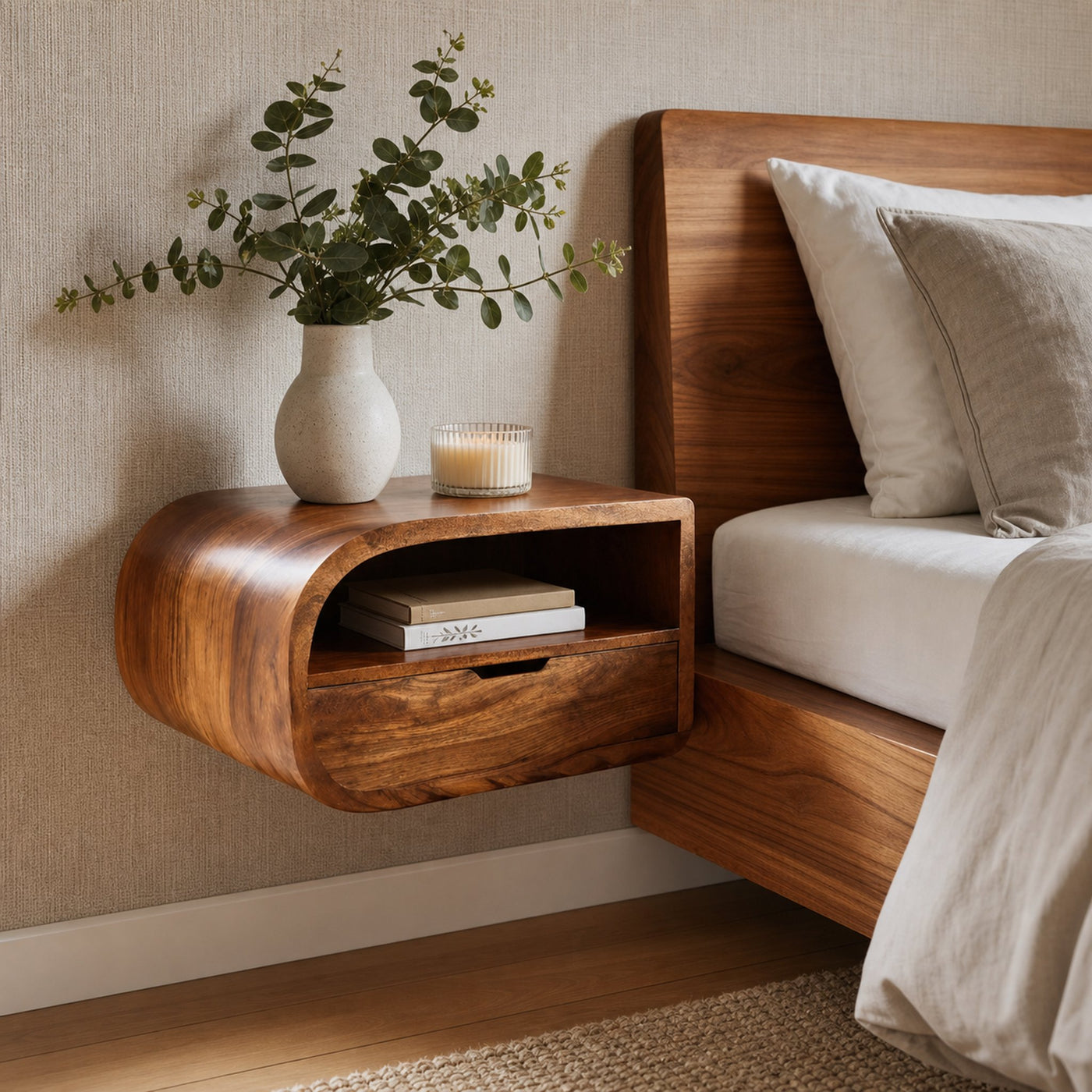 Minimalist Floating Nightstand With Storage For Bedroom - product view 6