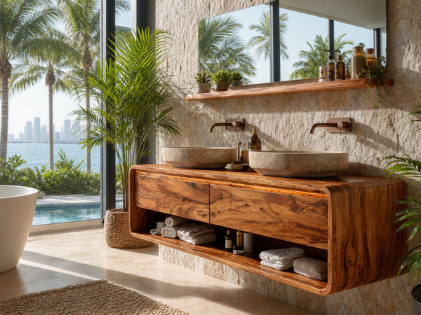 Minimalist Floating Wood Bathroom Vanity For Bathroom Areas