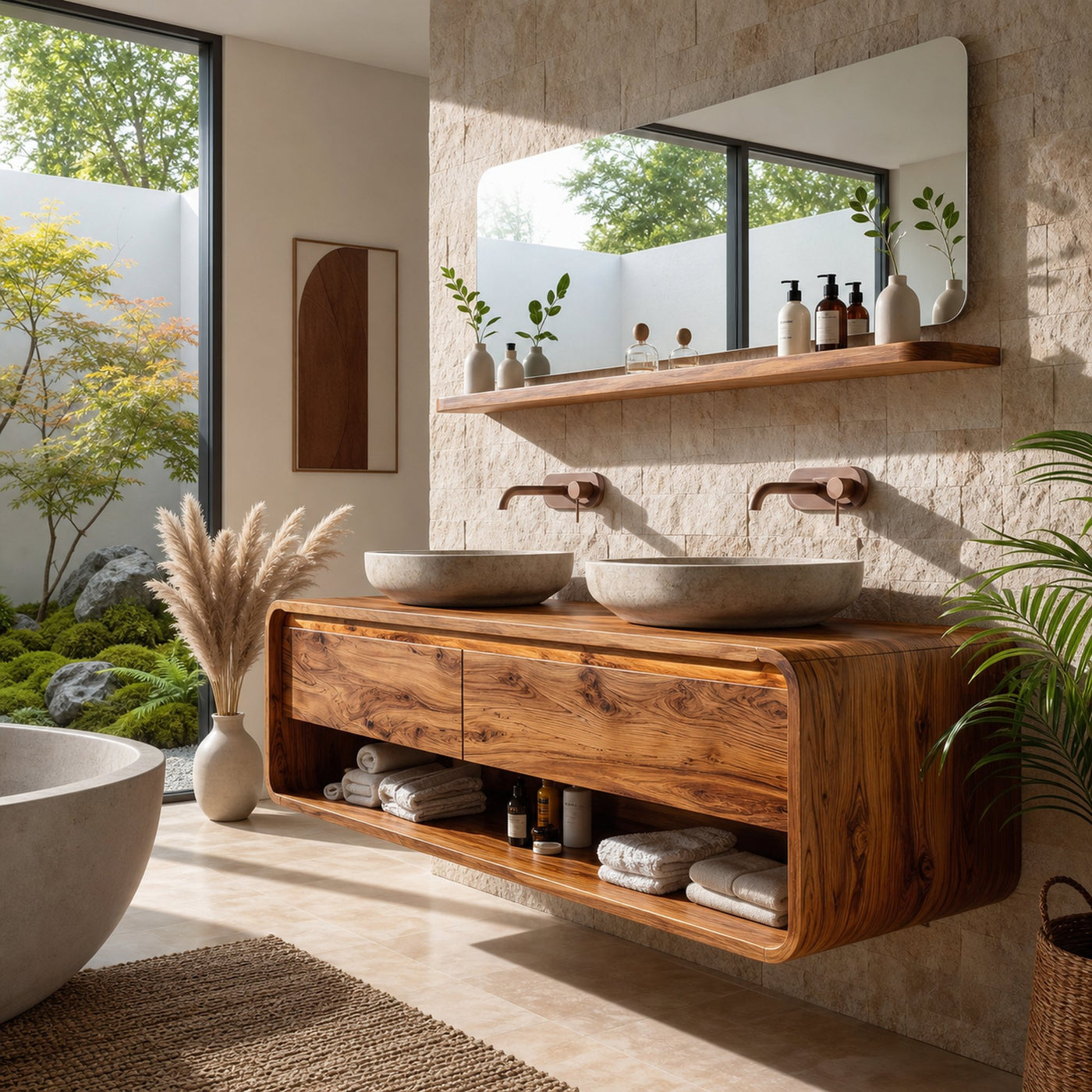 Minimalist Floating Wood Bathroom Vanity For Bathroom Areas - product view 6