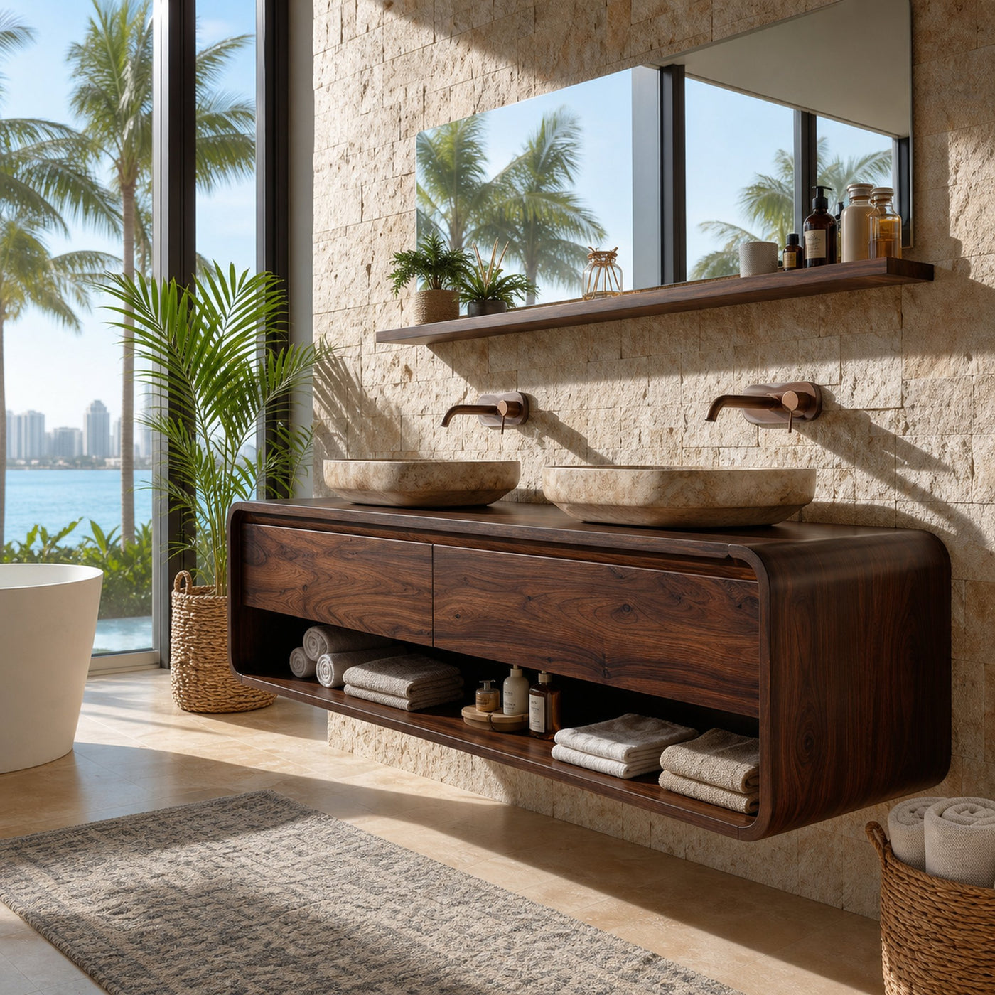 Minimalist Floating Wood Bathroom Vanity For Bathroom Areas - product view 7