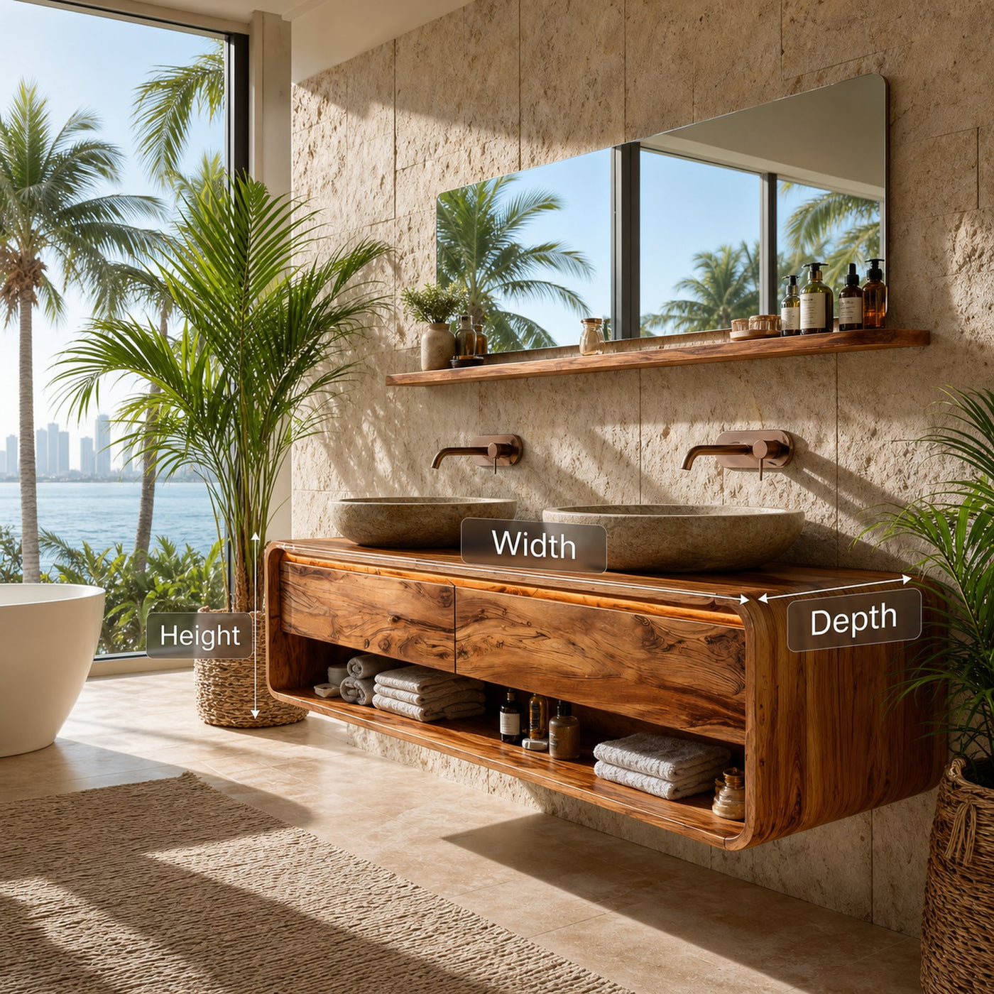 Minimalist Floating Wood Bathroom Vanity For Bathroom Areas - product view 8