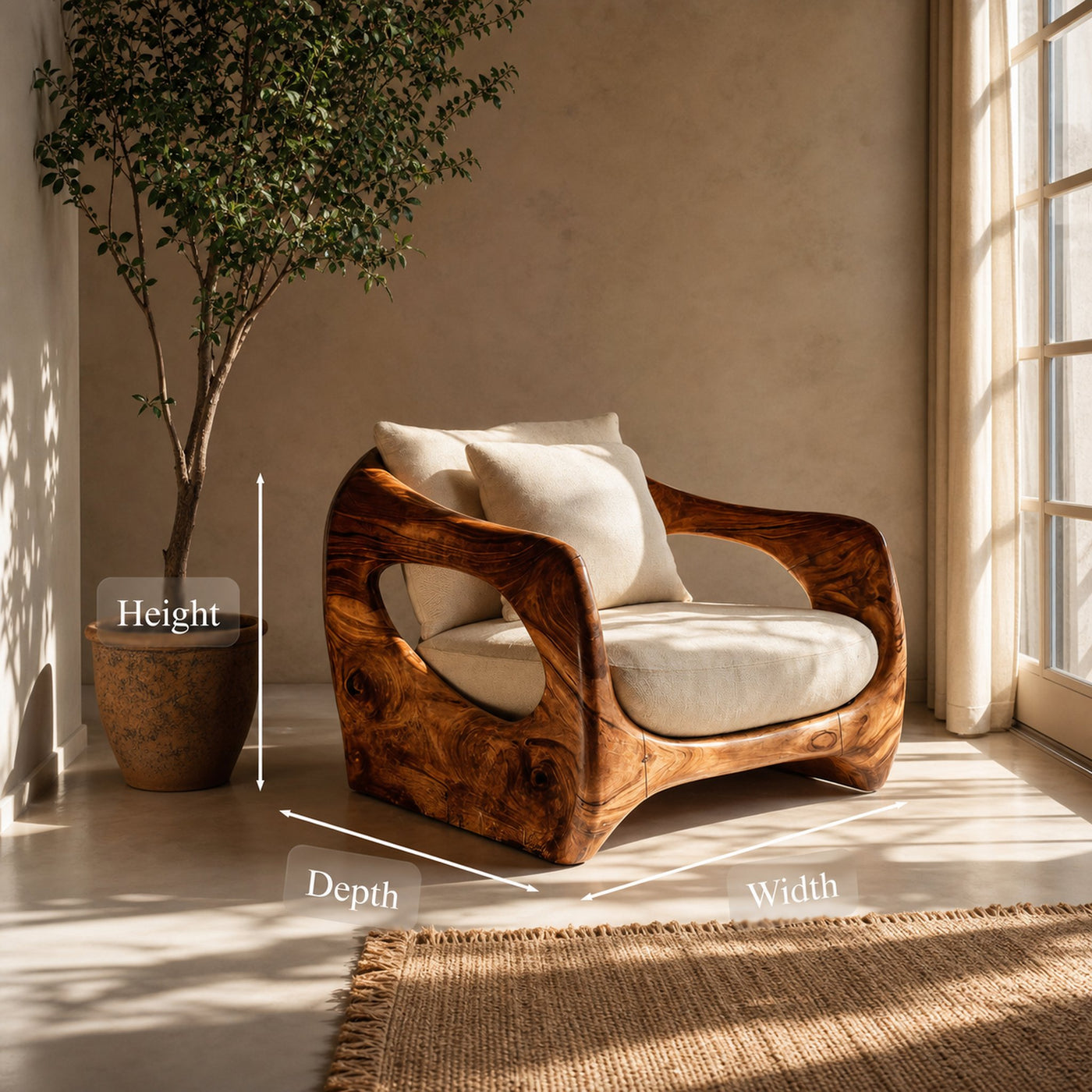 Minimalist Organic Lounge Seating For Living Room Interiors - product view 7
