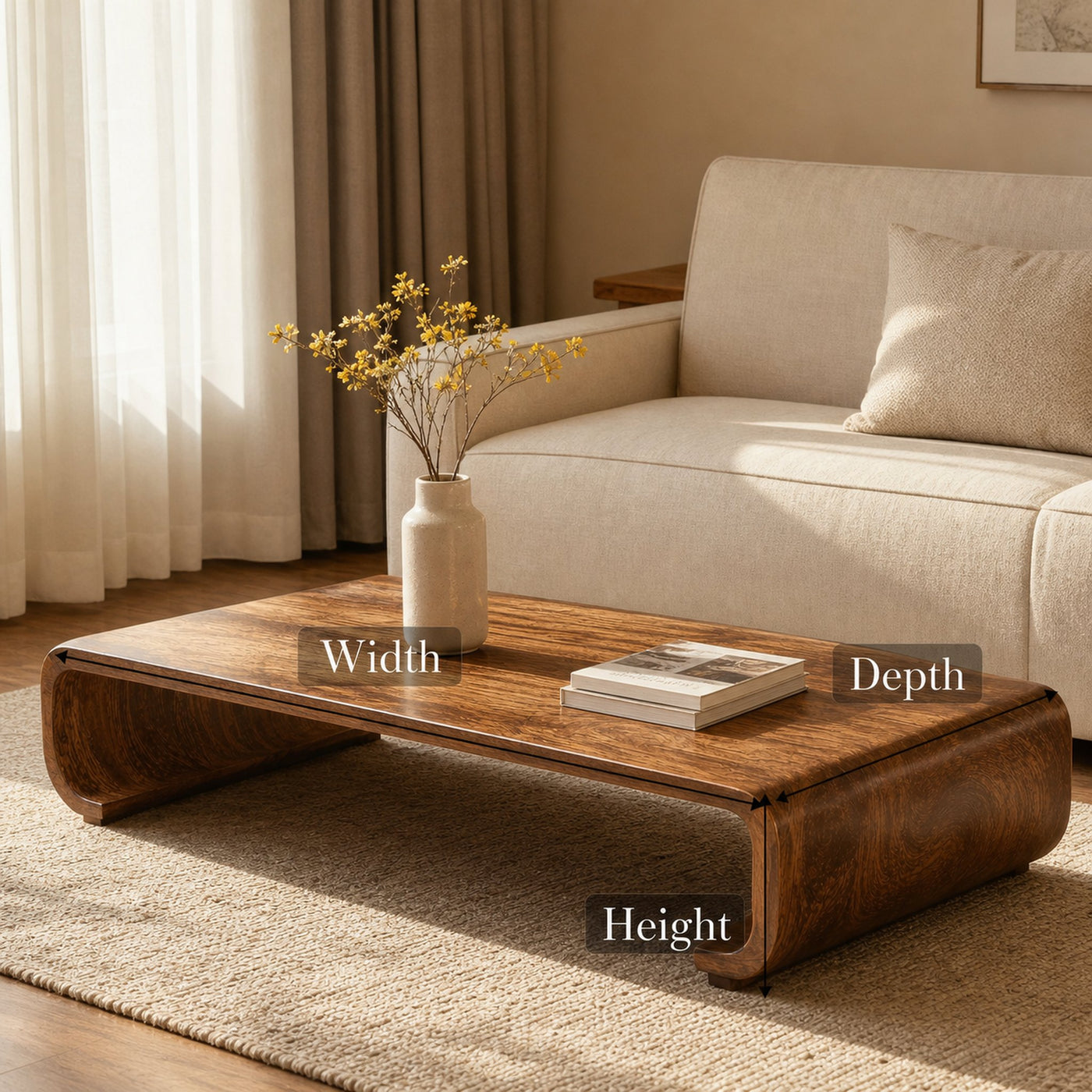 Minimalist Wood Coffee Table Sitting Room Modern Simplicity - product view 6