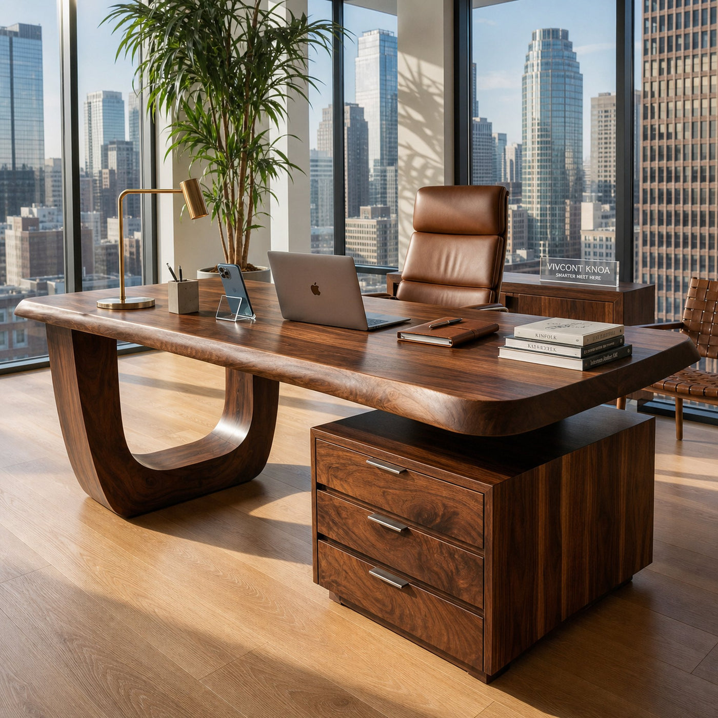 Minimalist Wooden Desk With Drawers For Home Workspace - product view 7