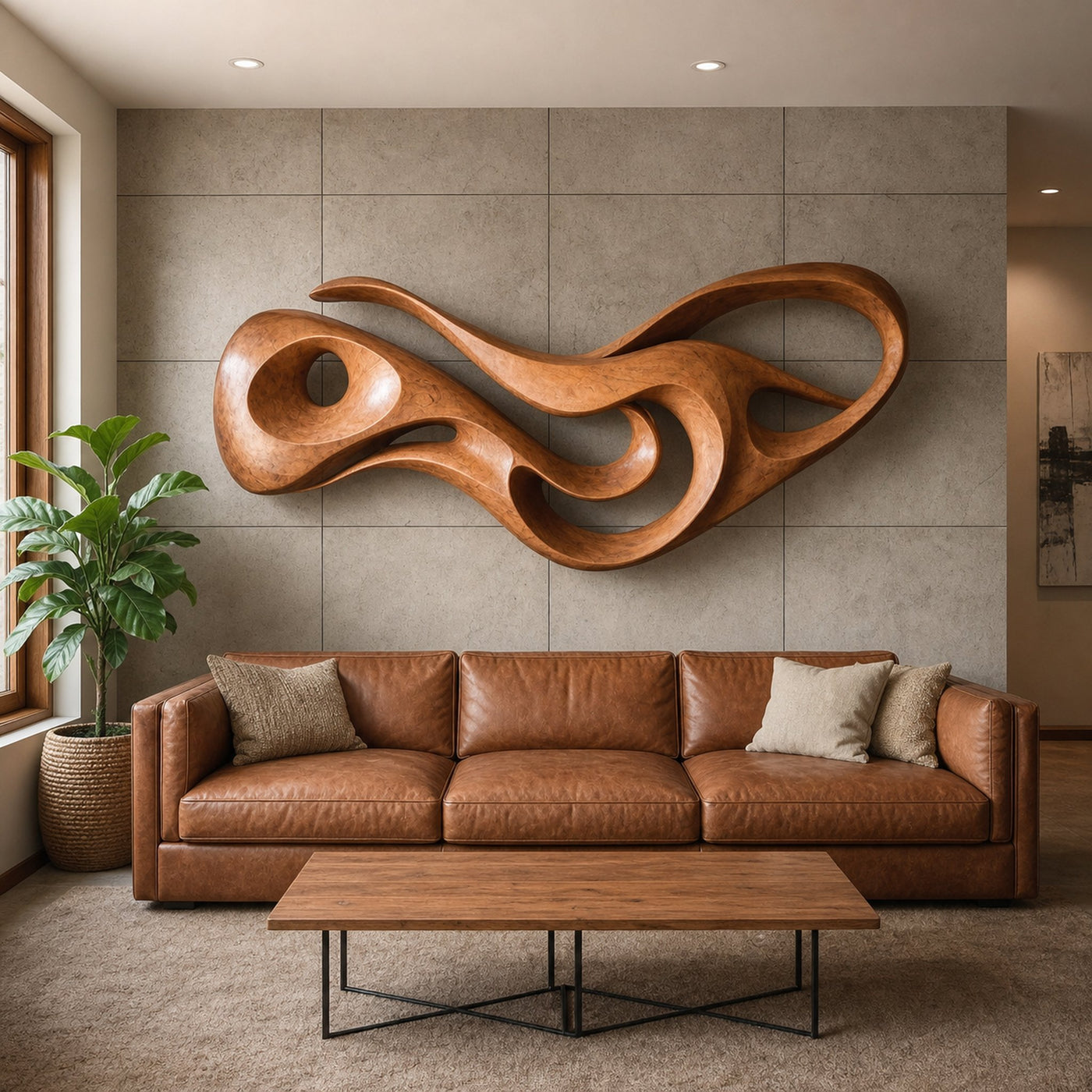 Modern Abstract Wood Wall Art For Living Room Decor