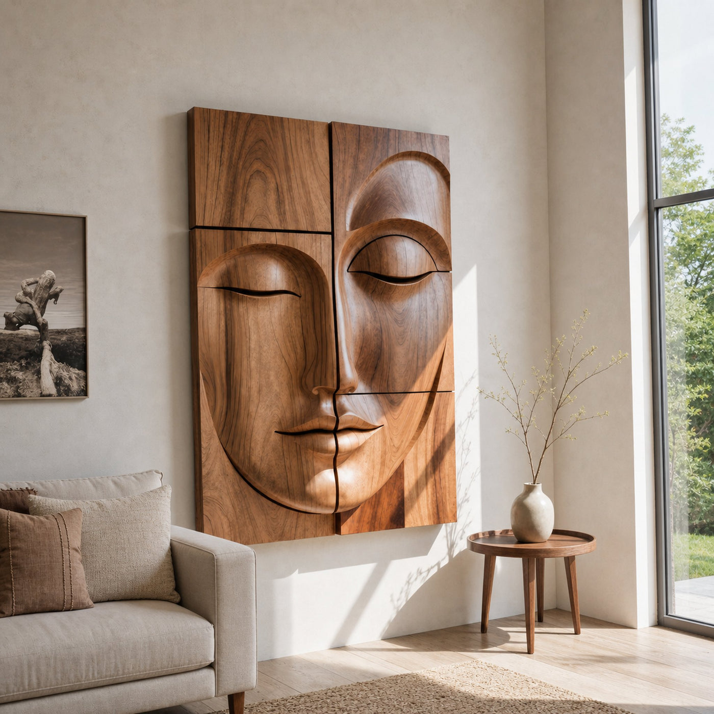 Modern Buddha Face Wall Art Living Room Entryway