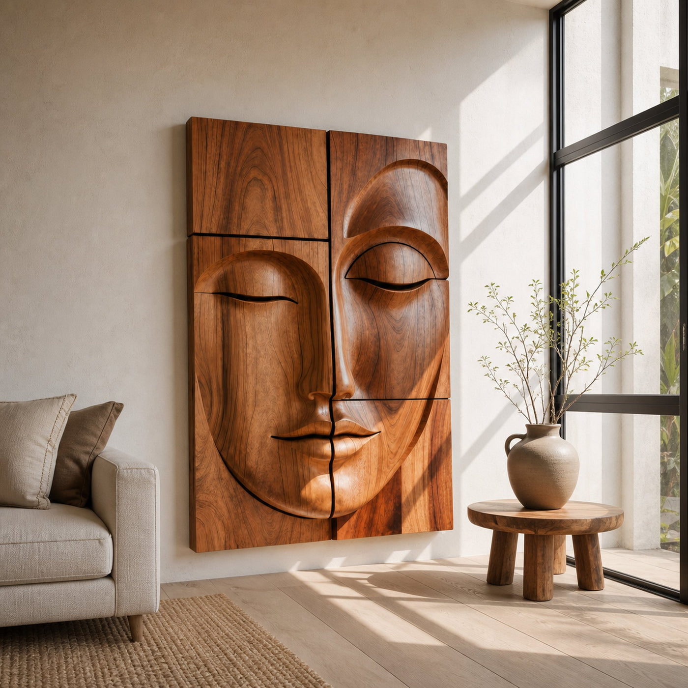 Modern Buddha Face Wall Art Living Room Entryway - product view 6