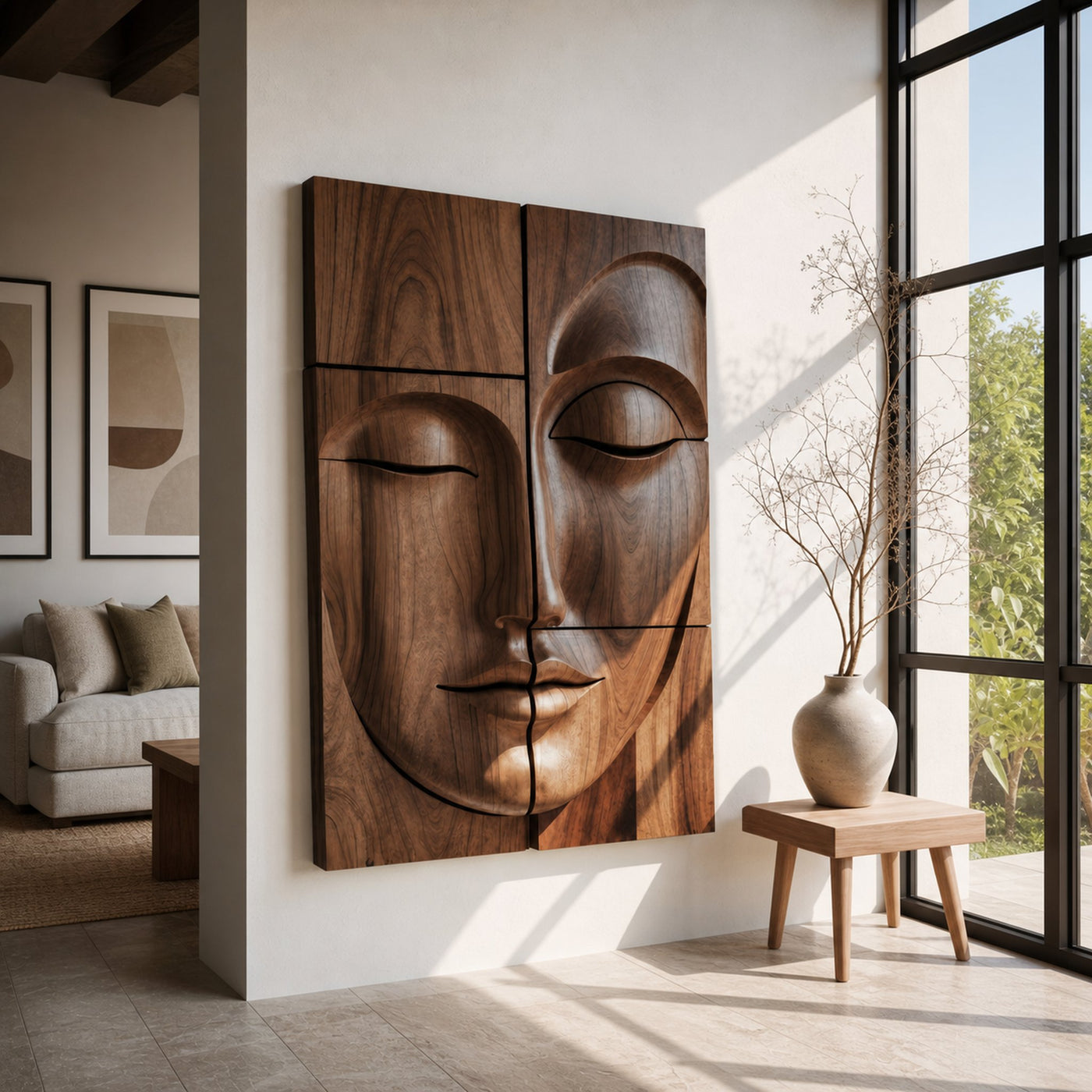 Modern Buddha Face Wall Art Living Room Entryway - product view 7