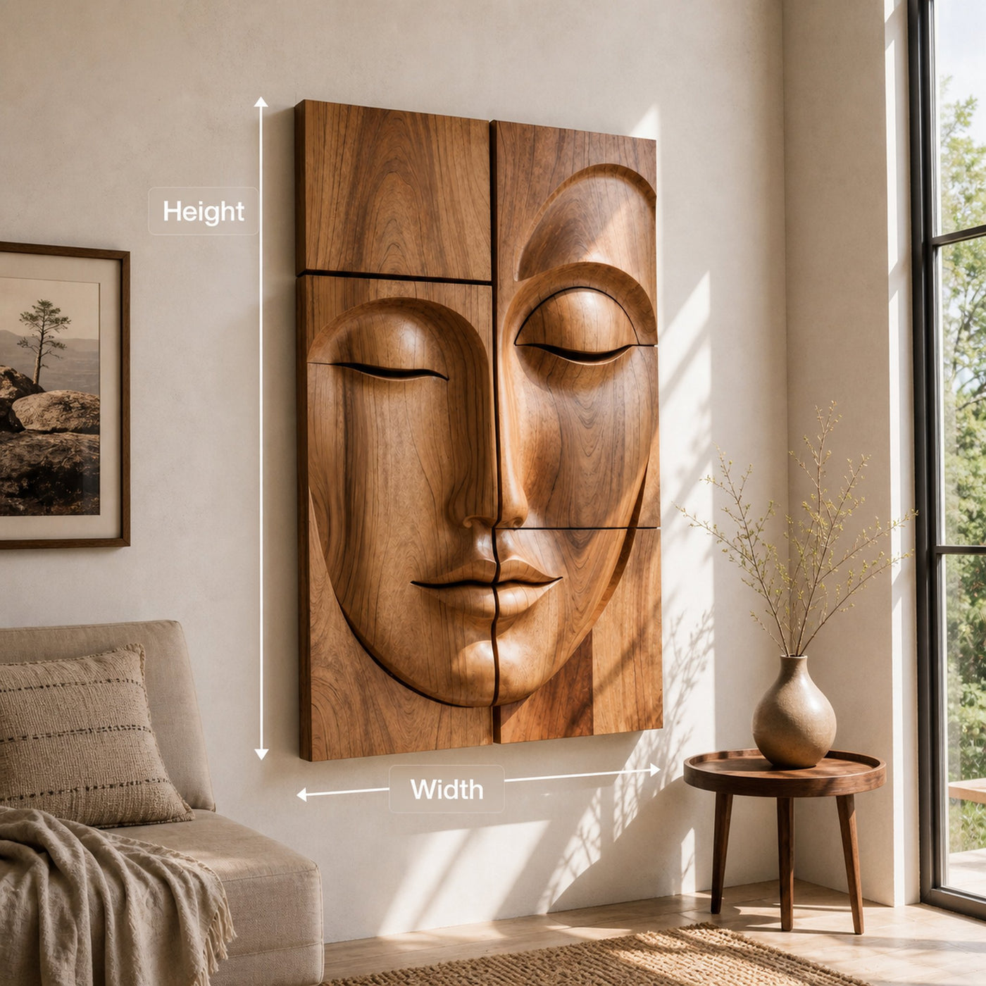 Modern Buddha Face Wall Art Living Room Entryway - product view 8