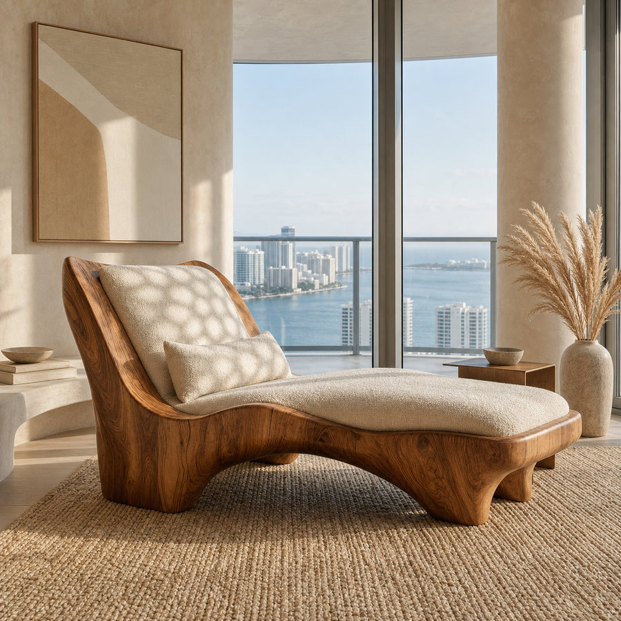 Modern Chaise Lounge With Curved Base For Living Room
