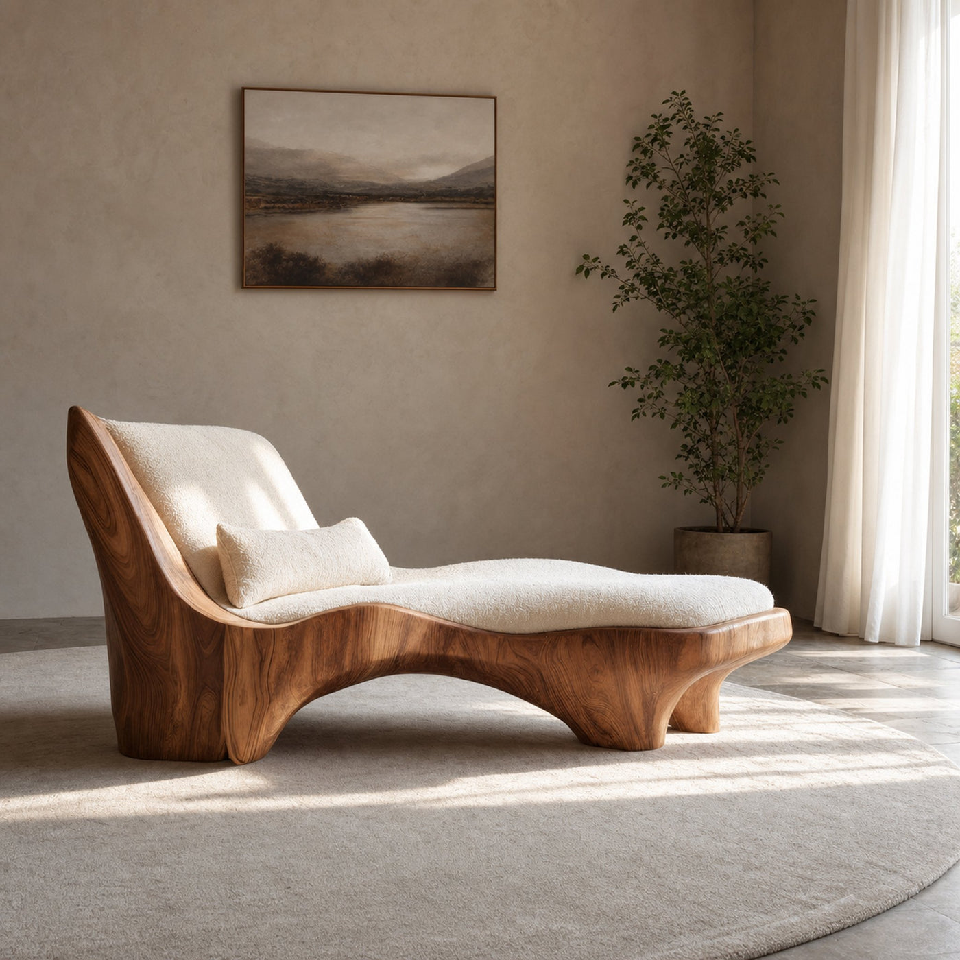 Modern Chaise Lounge With Curved Base For Living Room - product view 6