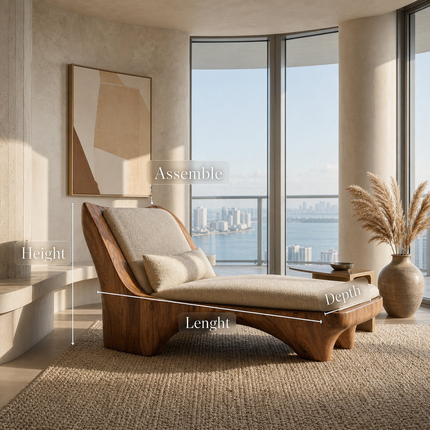 Modern Chaise Lounge With Curved Base For Living Room - product view 8