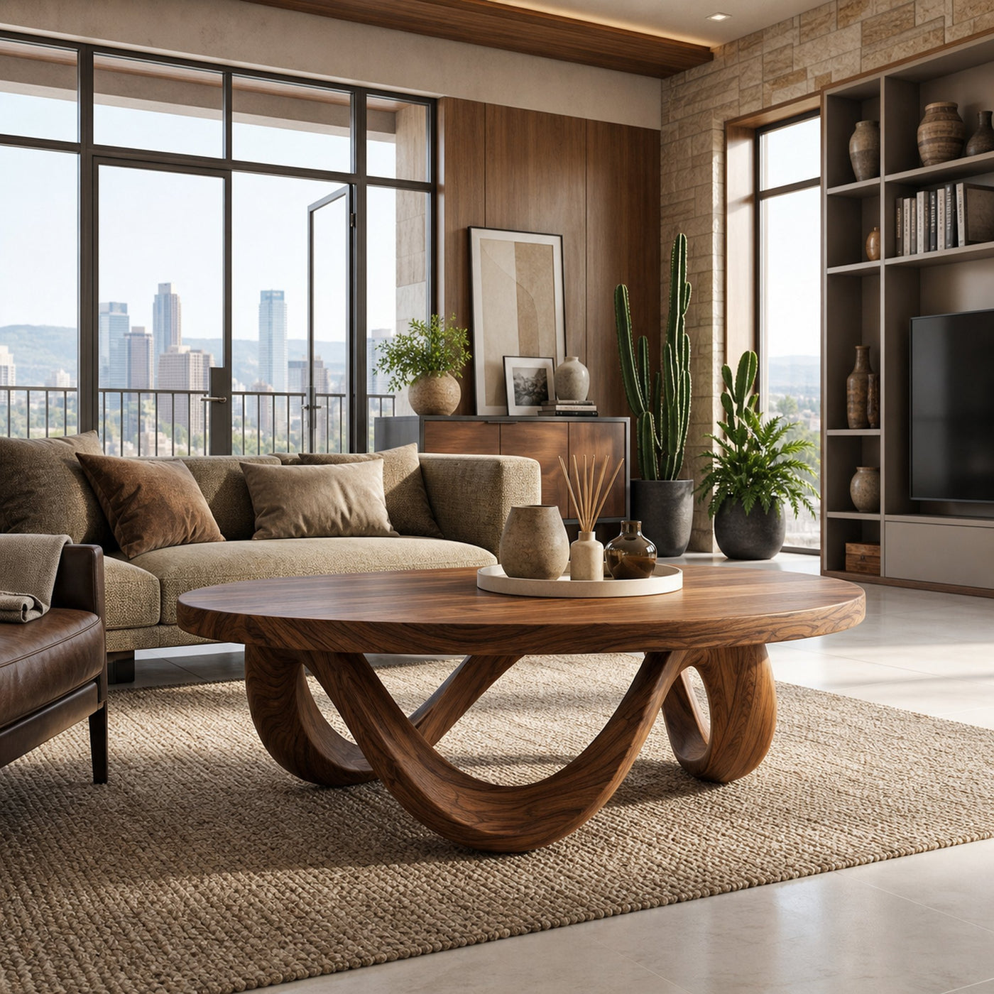 Modern Coffee Table Unique Base Design For Living Room