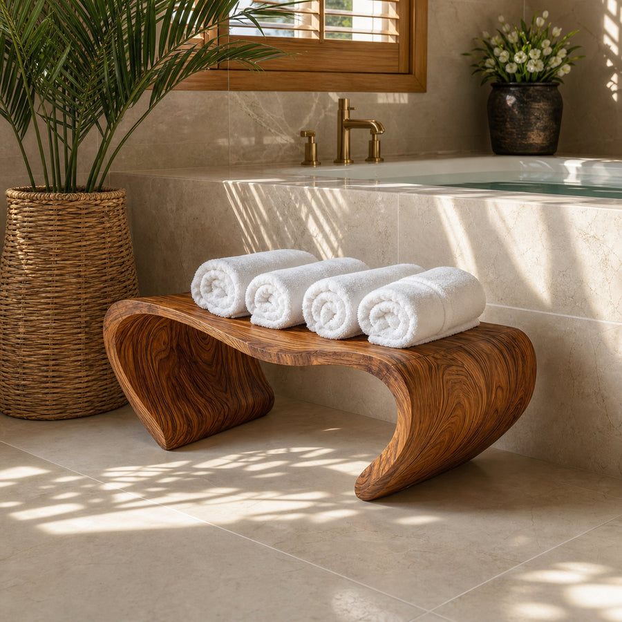 Modern Curved Shower Bench For Spa Inspired Or Bathroom
