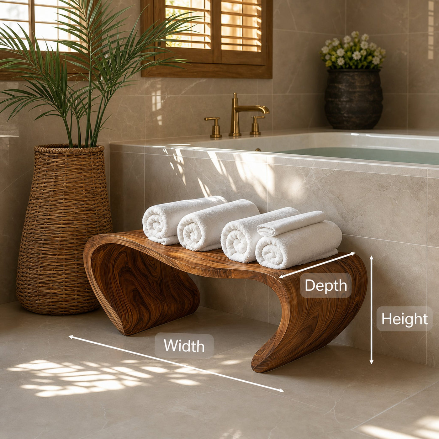 Modern Curved Shower Bench For Spa Inspired Or Bathroom - product view 6