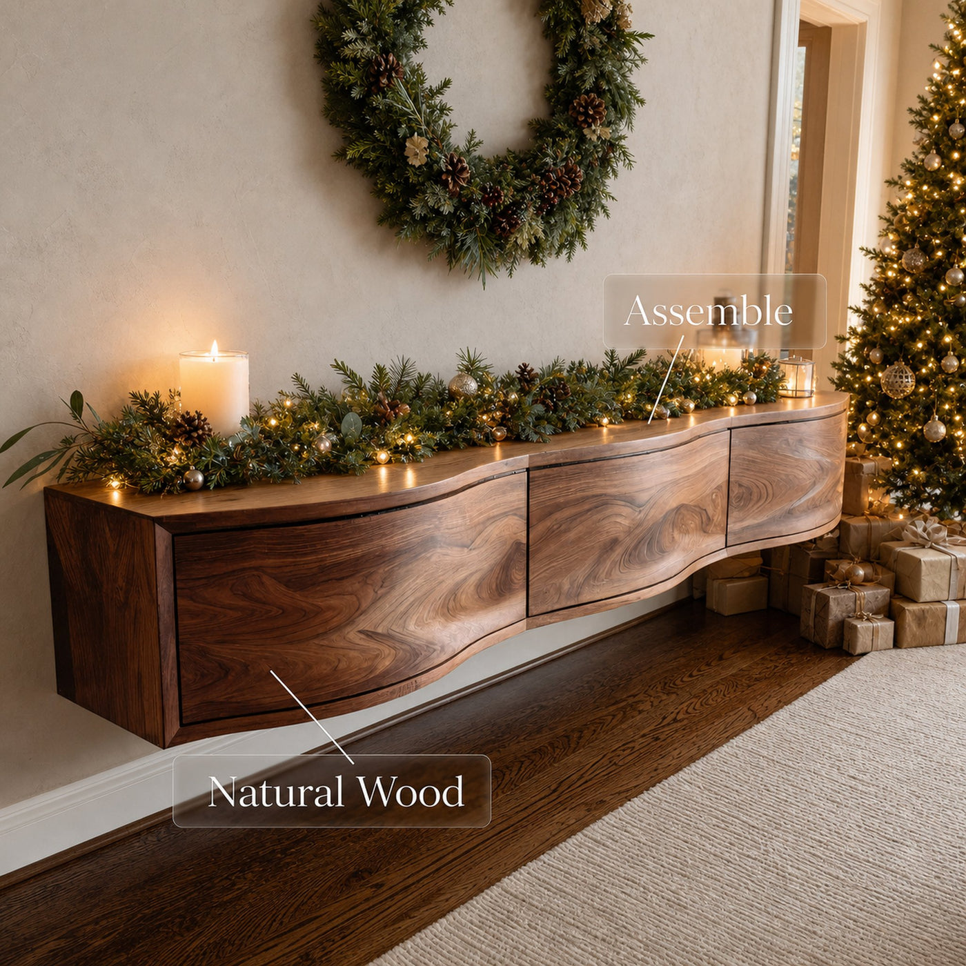 Modern Floating TV Shelf For Holiday Decoration - product view 6