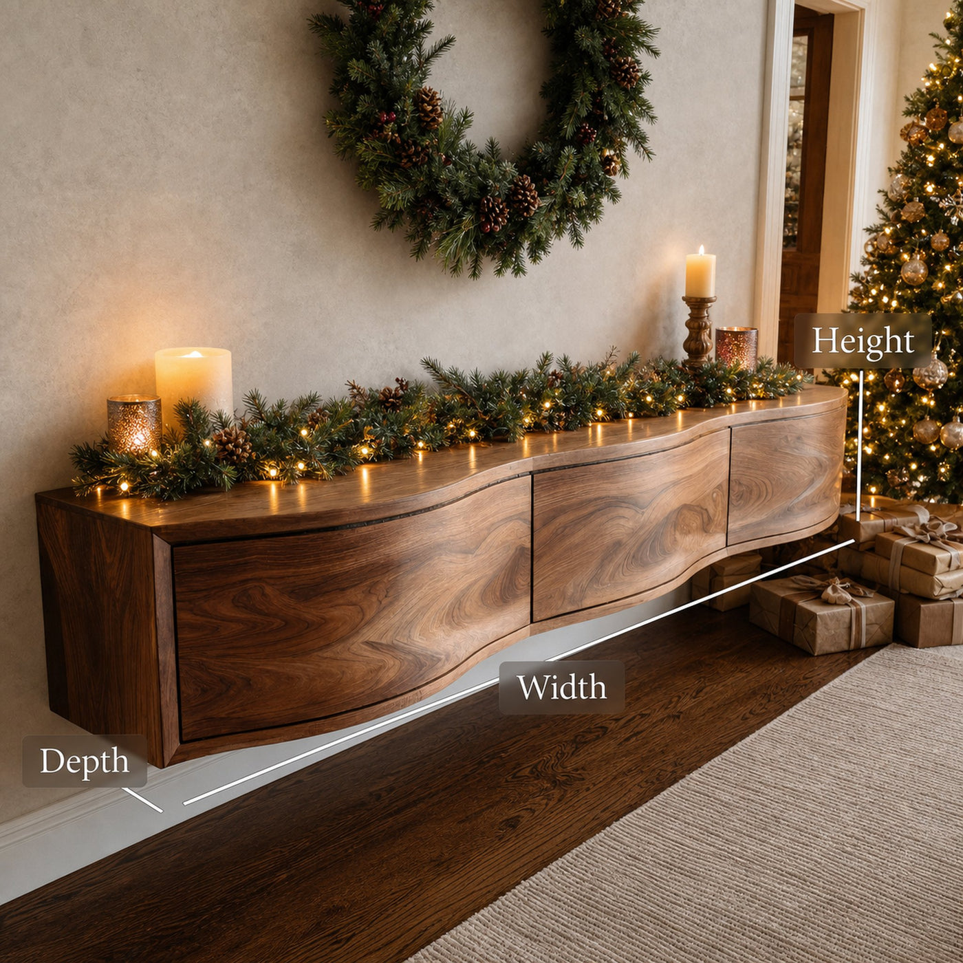 Modern Floating TV Shelf For Holiday Decoration - product view 7