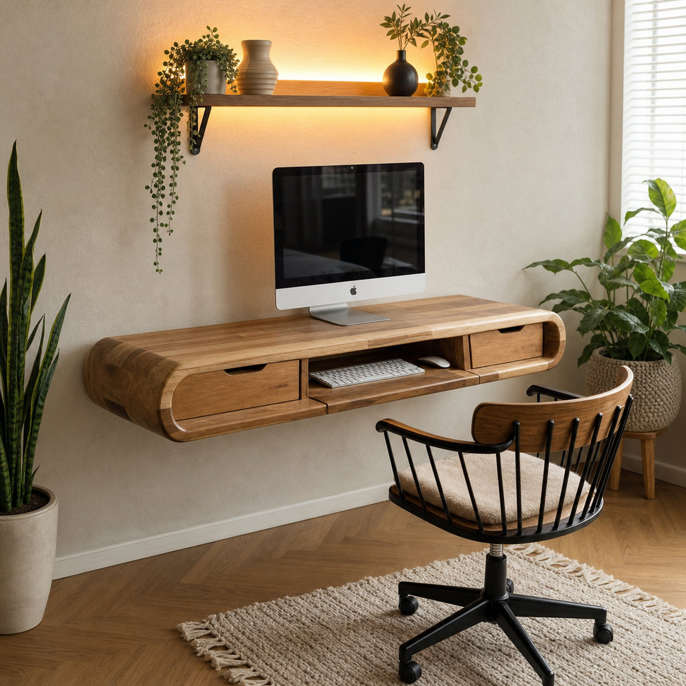 Modern Floating Wall Mounted Desk With Drawers For Bedroom And Office - product view 6