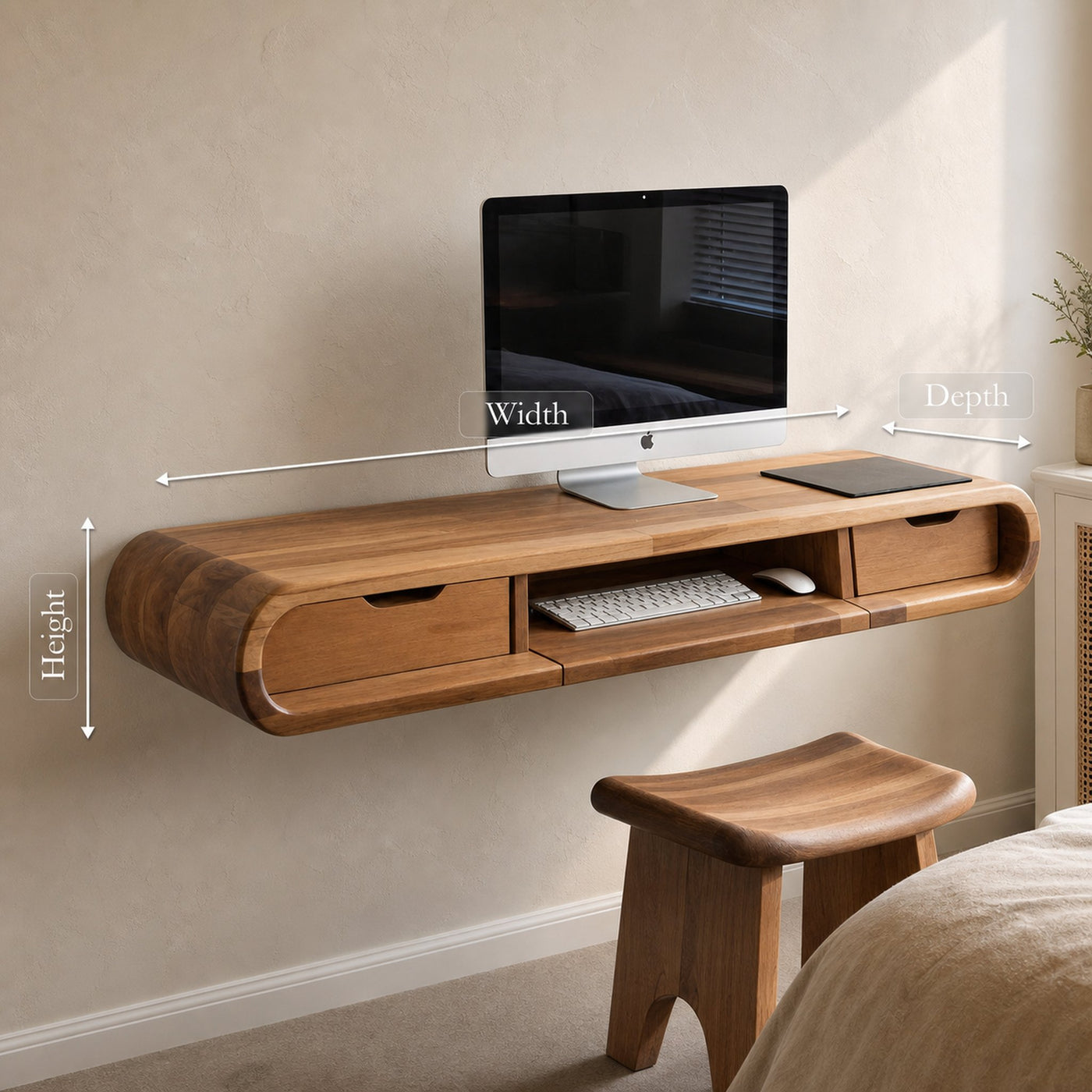 Modern Floating Wall Mounted Desk With Drawers For Bedroom And Office - product view 8