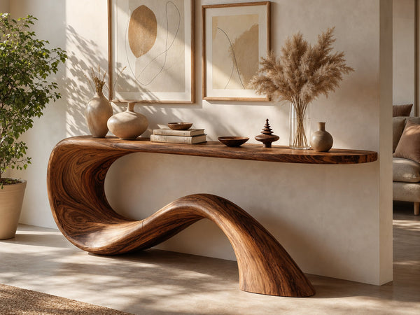 Driftform Hollyhock Solid Wood Console Table with S-Curve Base