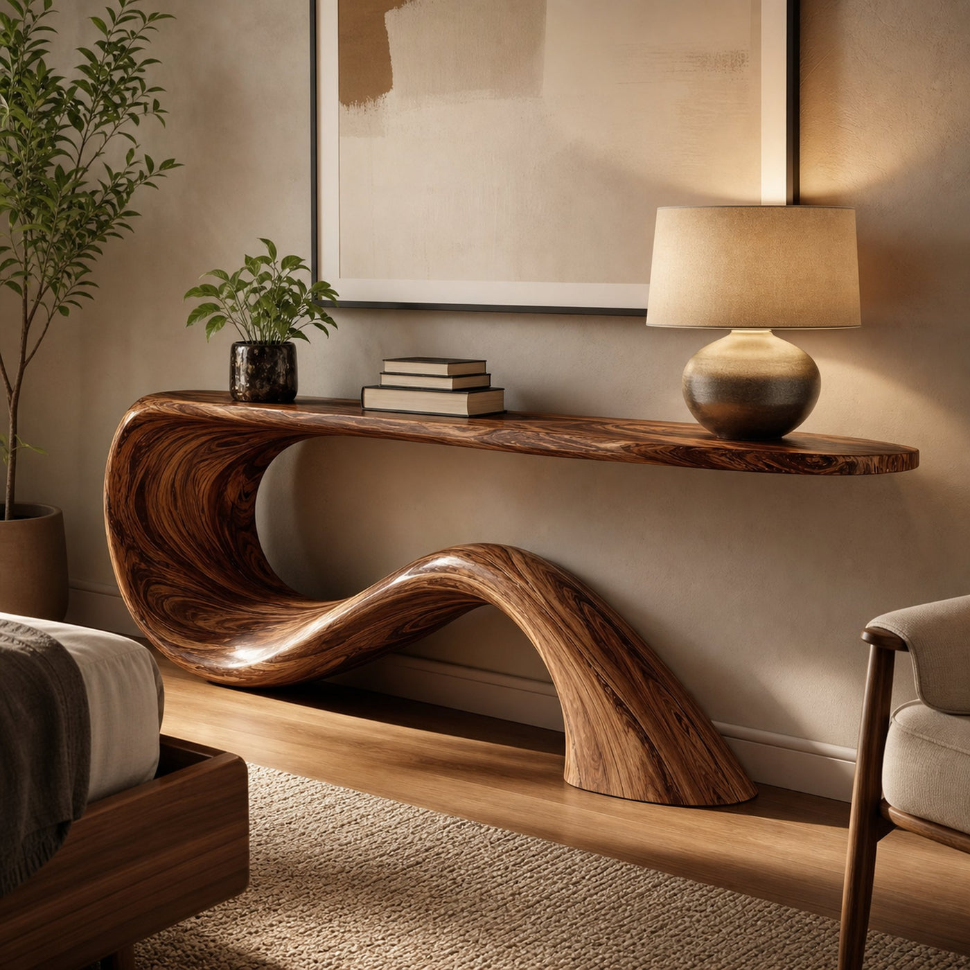 Modern Live Edge Entryway Table Organic Solid Wood For Home Decor - product view 6