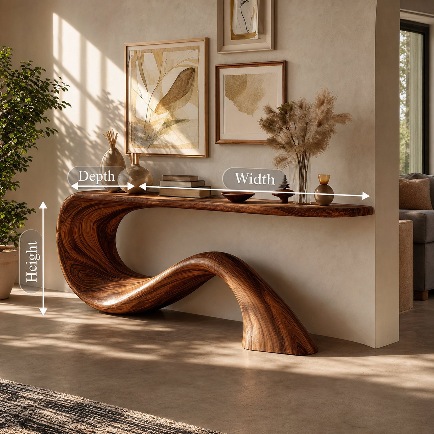 Modern Live Edge Entryway Table Organic Solid Wood For Home Decor - product view 8