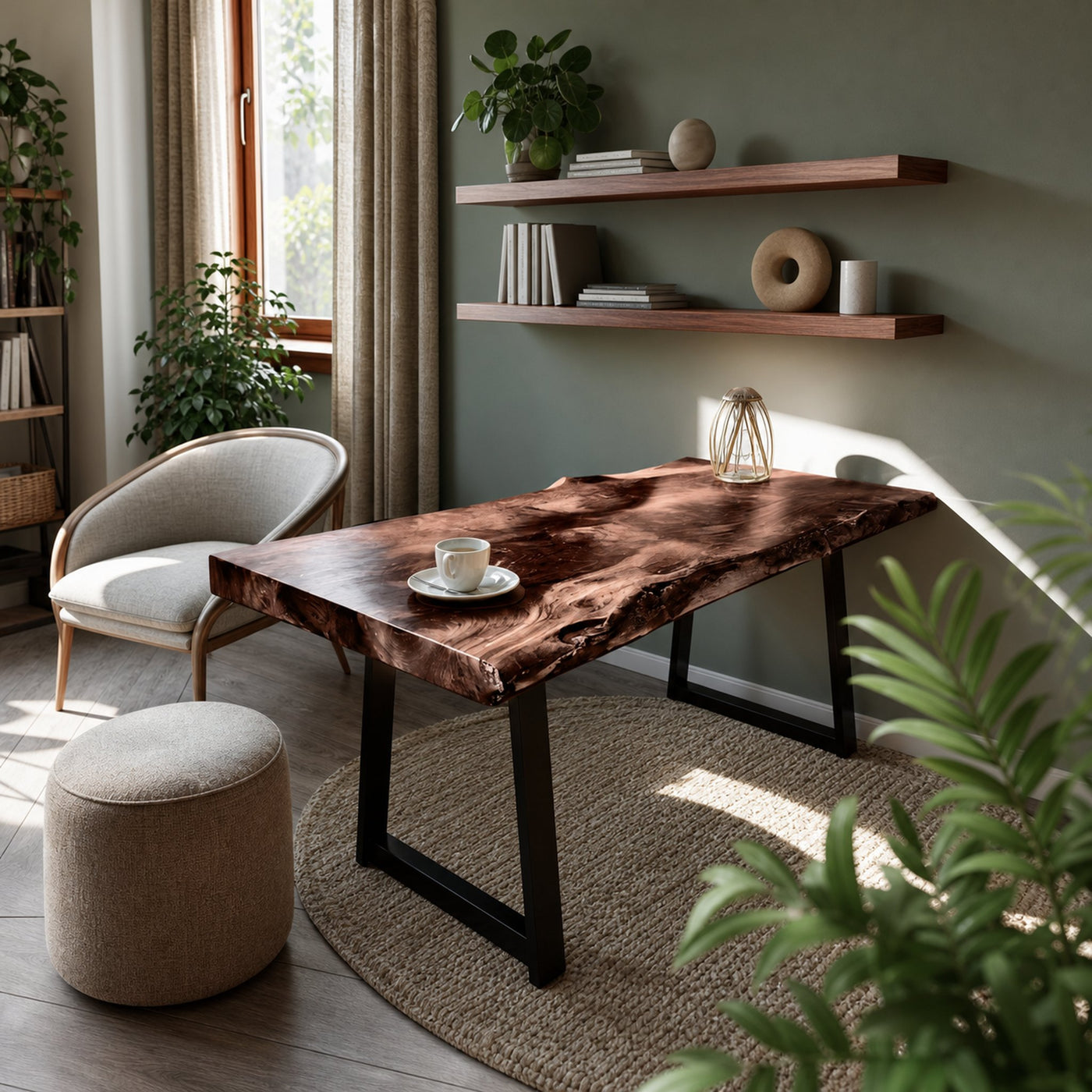 Modern Live Edge Wooden Desk With Metal Legs For Home Office Or Studio - product view 7