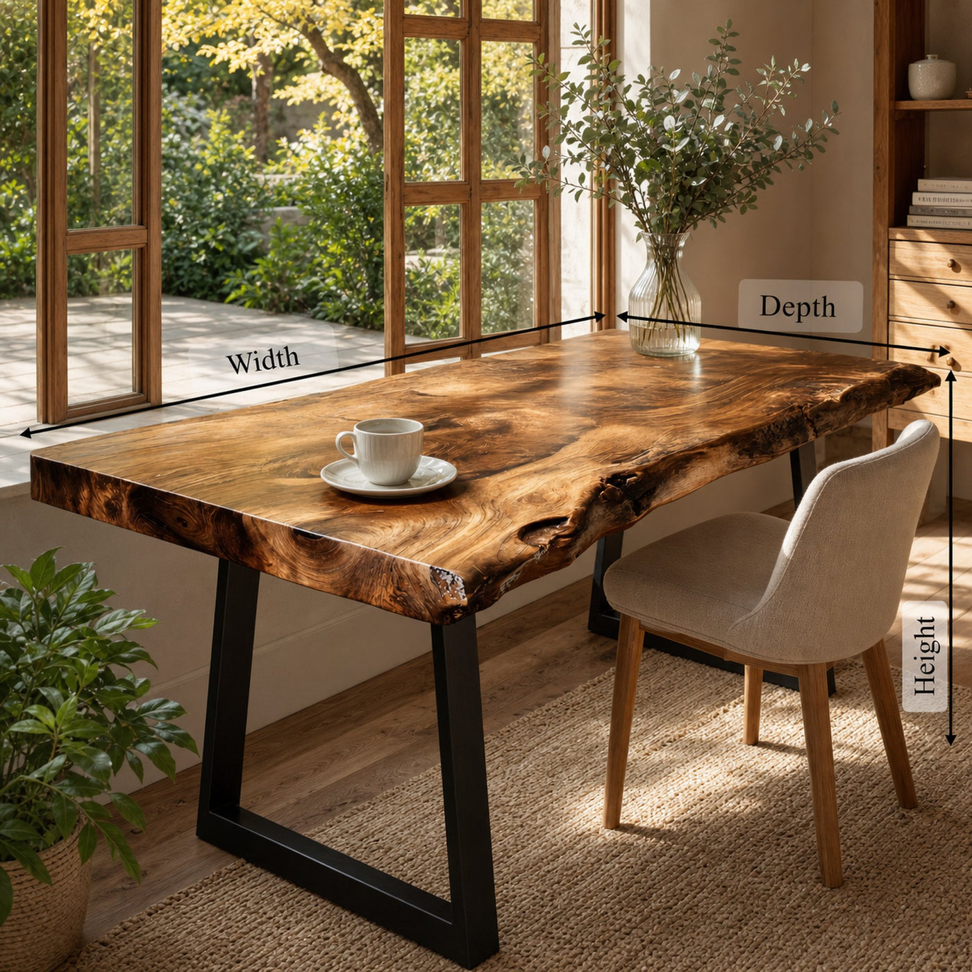 Modern Live Edge Wooden Desk With Metal Legs For Home Office Or Studio - product view 8