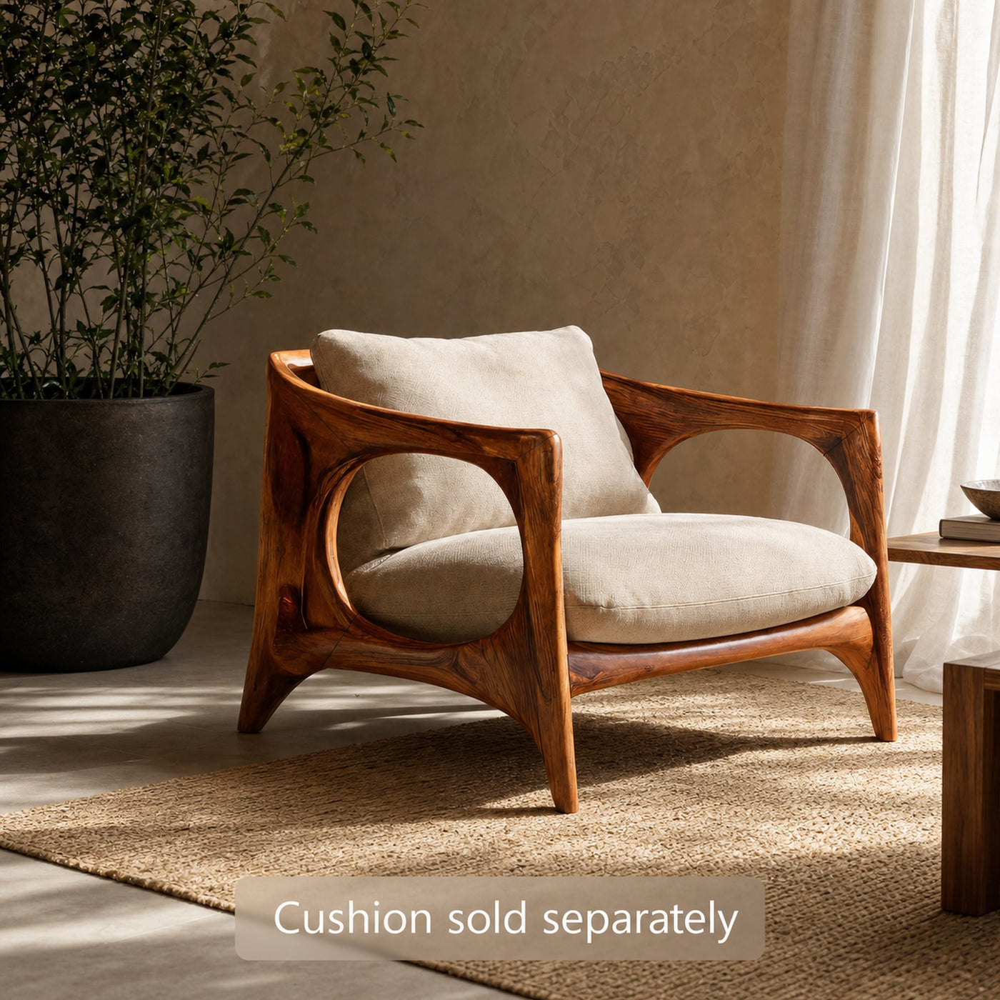 Modern Lounge Chair With Carved Frame For Living Room - product view 6