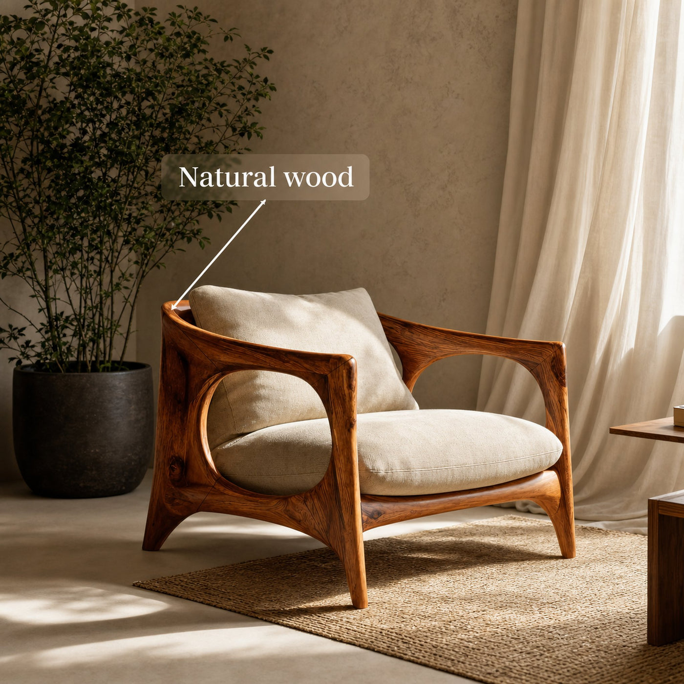 Modern Lounge Chair With Carved Frame For Living Room - product view 7