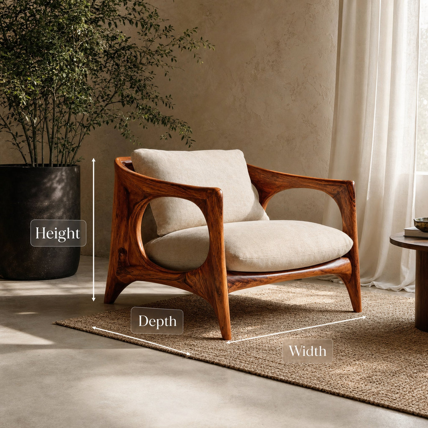 Modern Lounge Chair With Carved Frame For Living Room - product view 8
