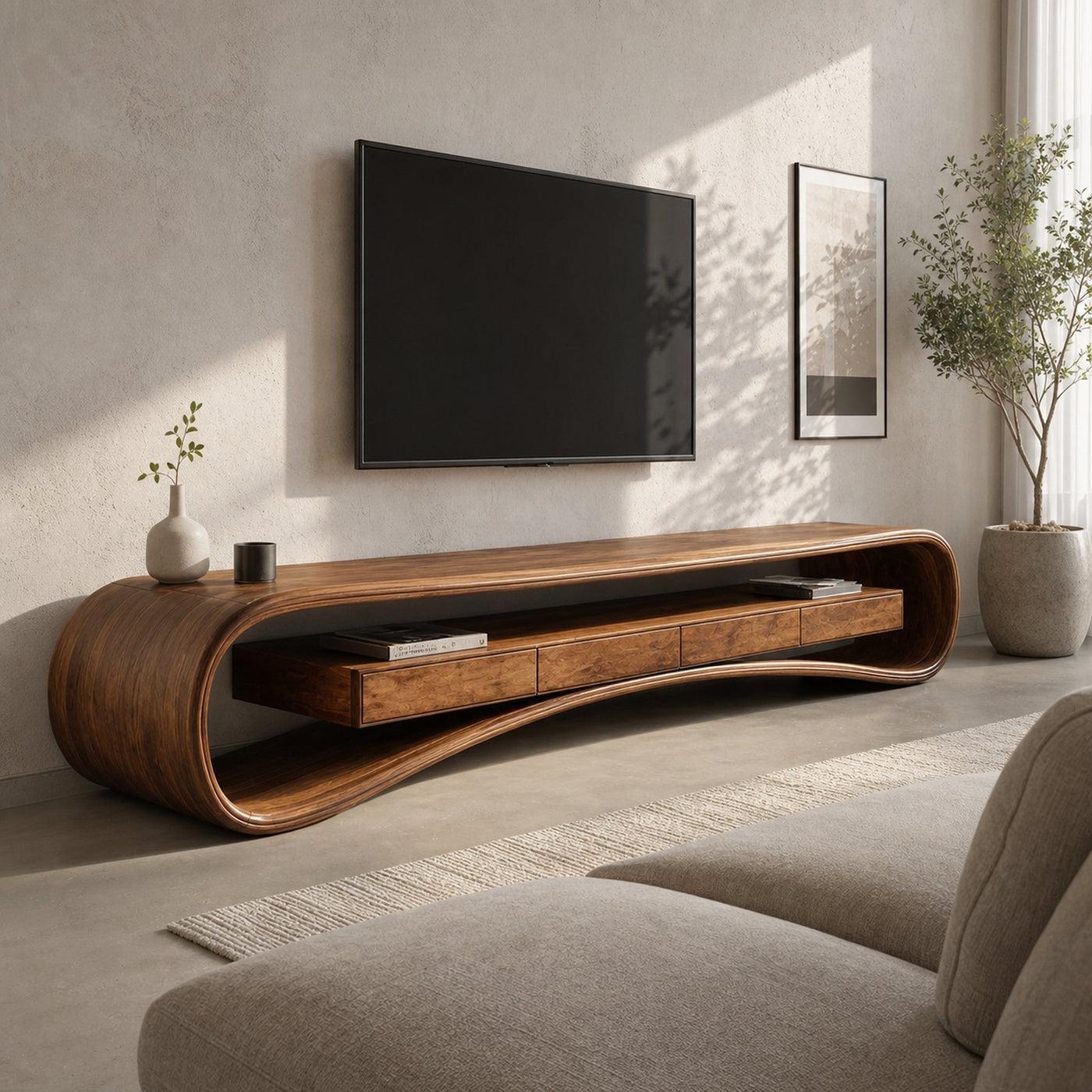Modern Luxury Curved Media Console For Living Room - product view 6