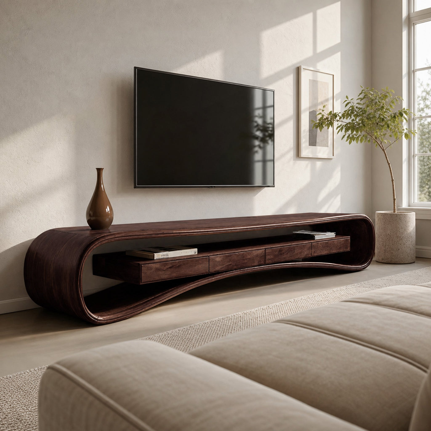 Modern Luxury Curved Media Console For Living Room - product view 7